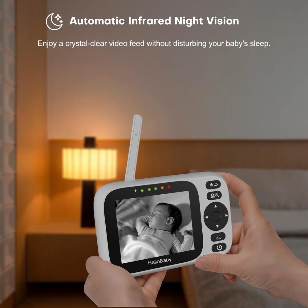 HelloBaby Monitor two-way audio lets you speak and listen from another room.