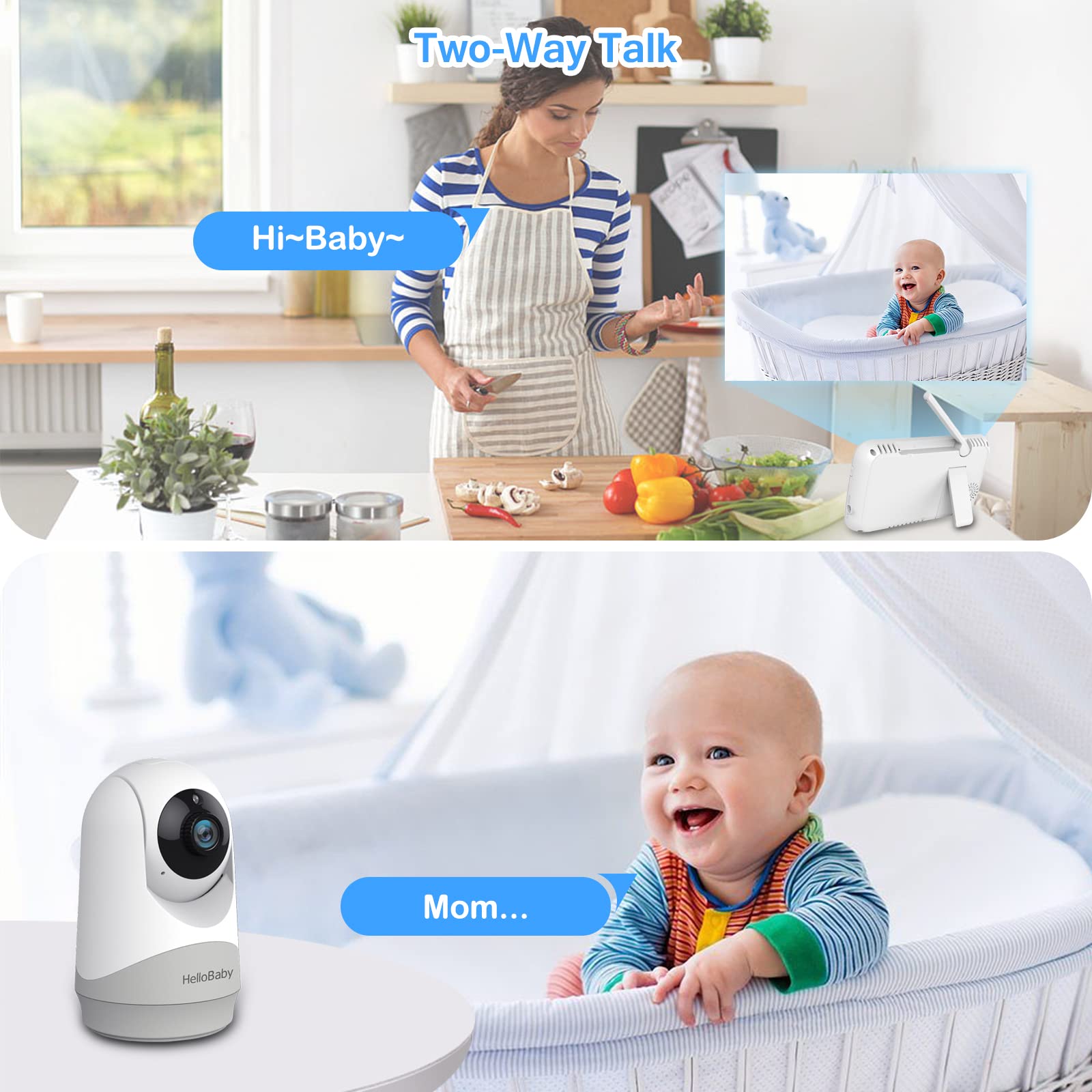 HelloBaby monitor privacy guarantees secure, wifi-free transmission for peace of mind.