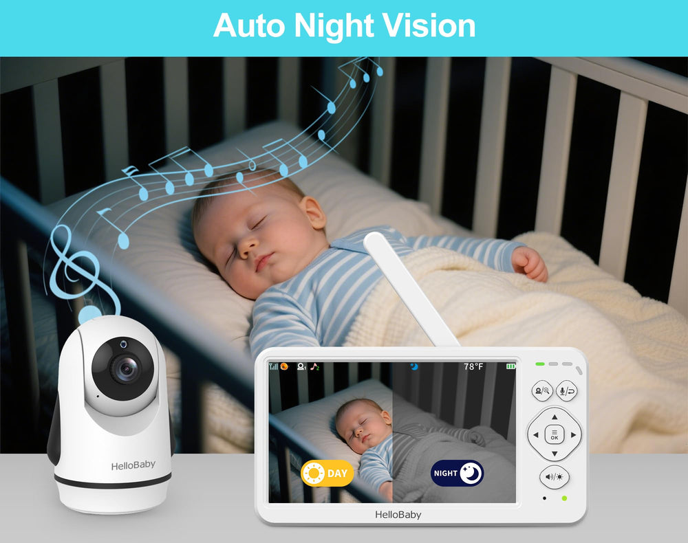 HelloBaby monitor temperature alerts help maintain a comfortable nursery.