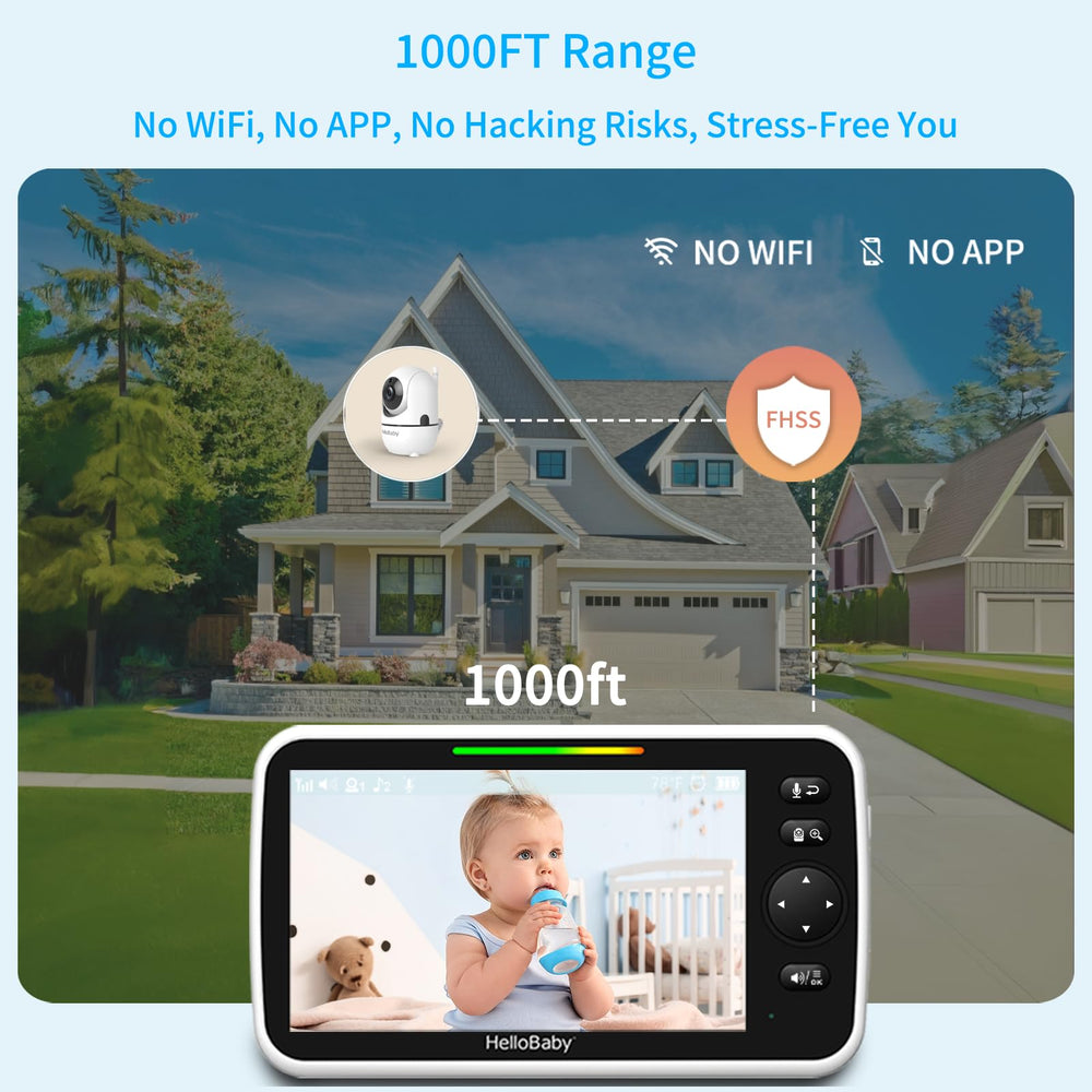 HelloBaby infrared night vision gives a clear view without waking baby