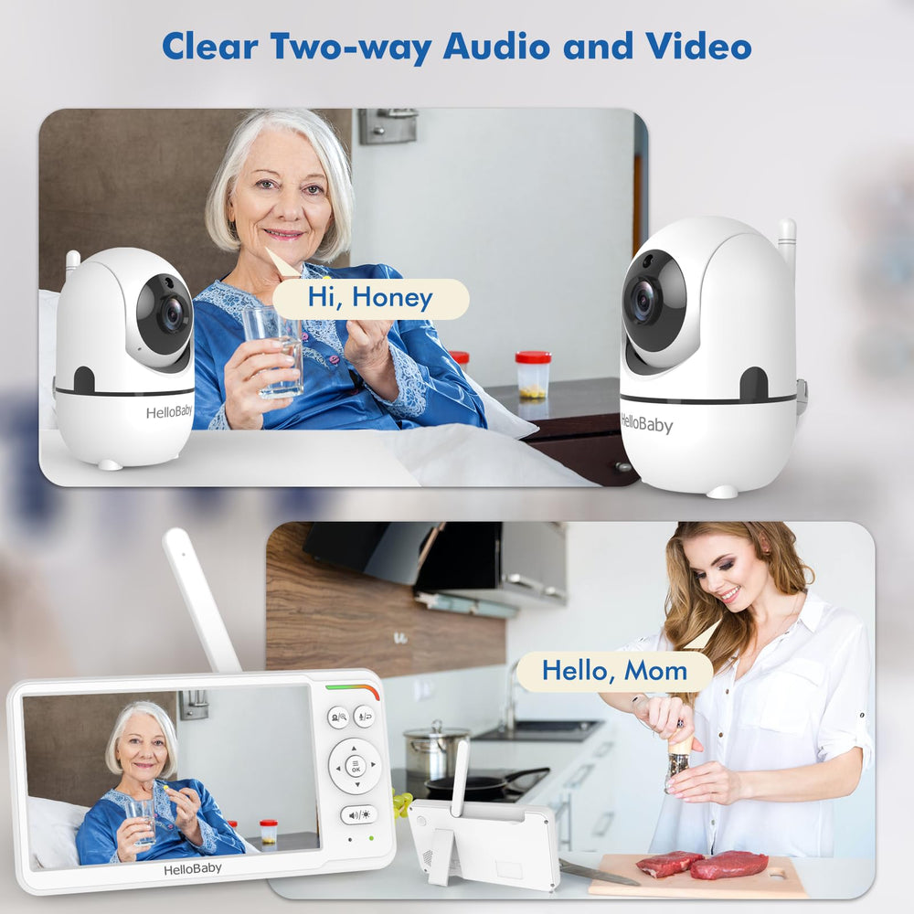 HelloBaby HB6560-2 two-way audio and lullabies aid bedtime routines.