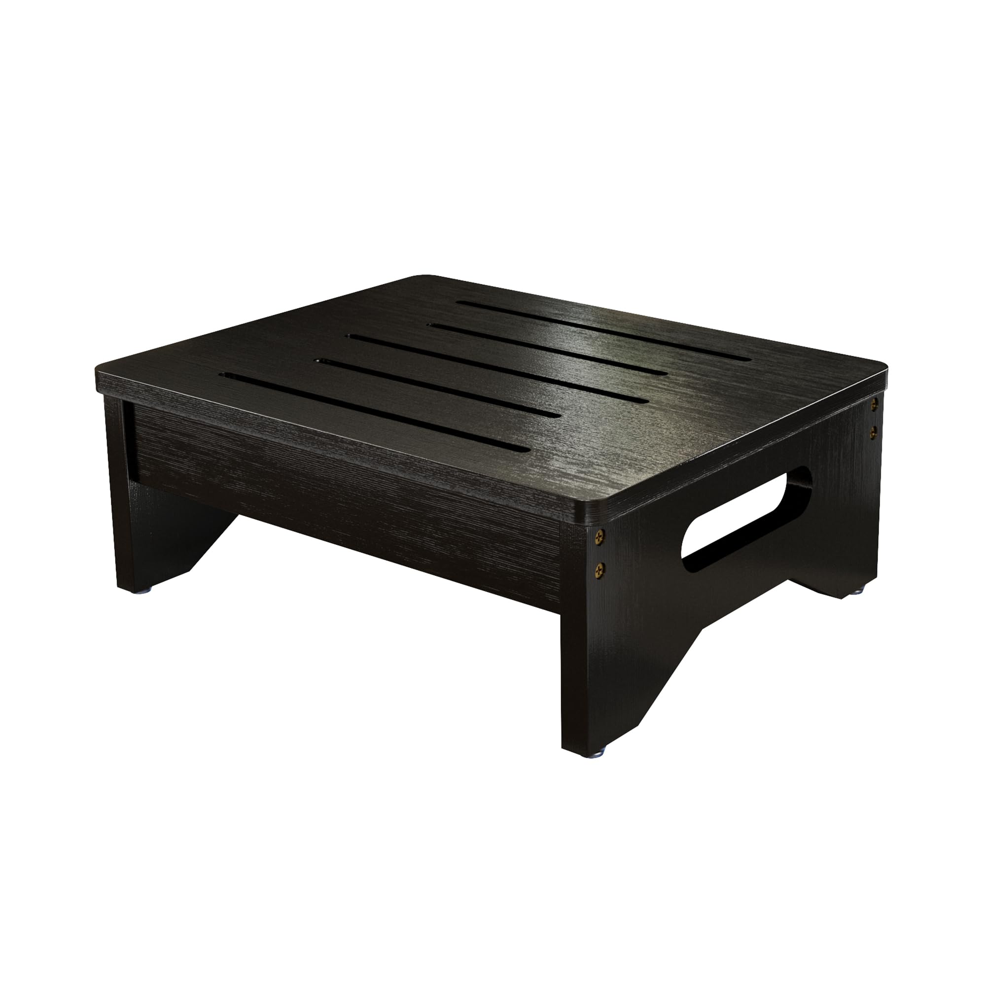 Hellojin wooden step stool side view shows compact height for easy reach