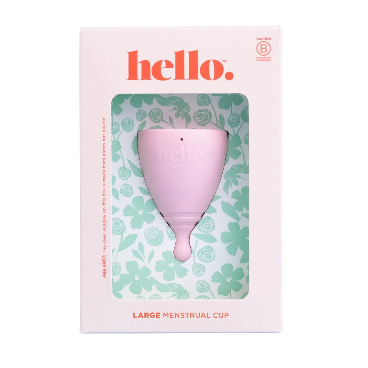 Hello Period menstrual cup in soft silicone offers comfortable wear and reusable convenience.