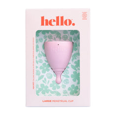Hello Period menstrual cup in soft silicone offers comfortable wear and reusable convenience.