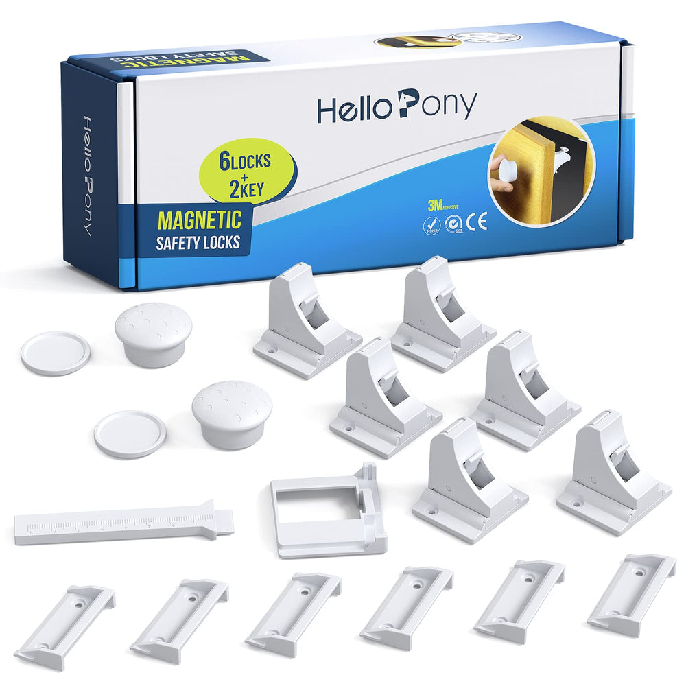 HELLOPONY magnetic cabinet locks six units for reliable childproofing