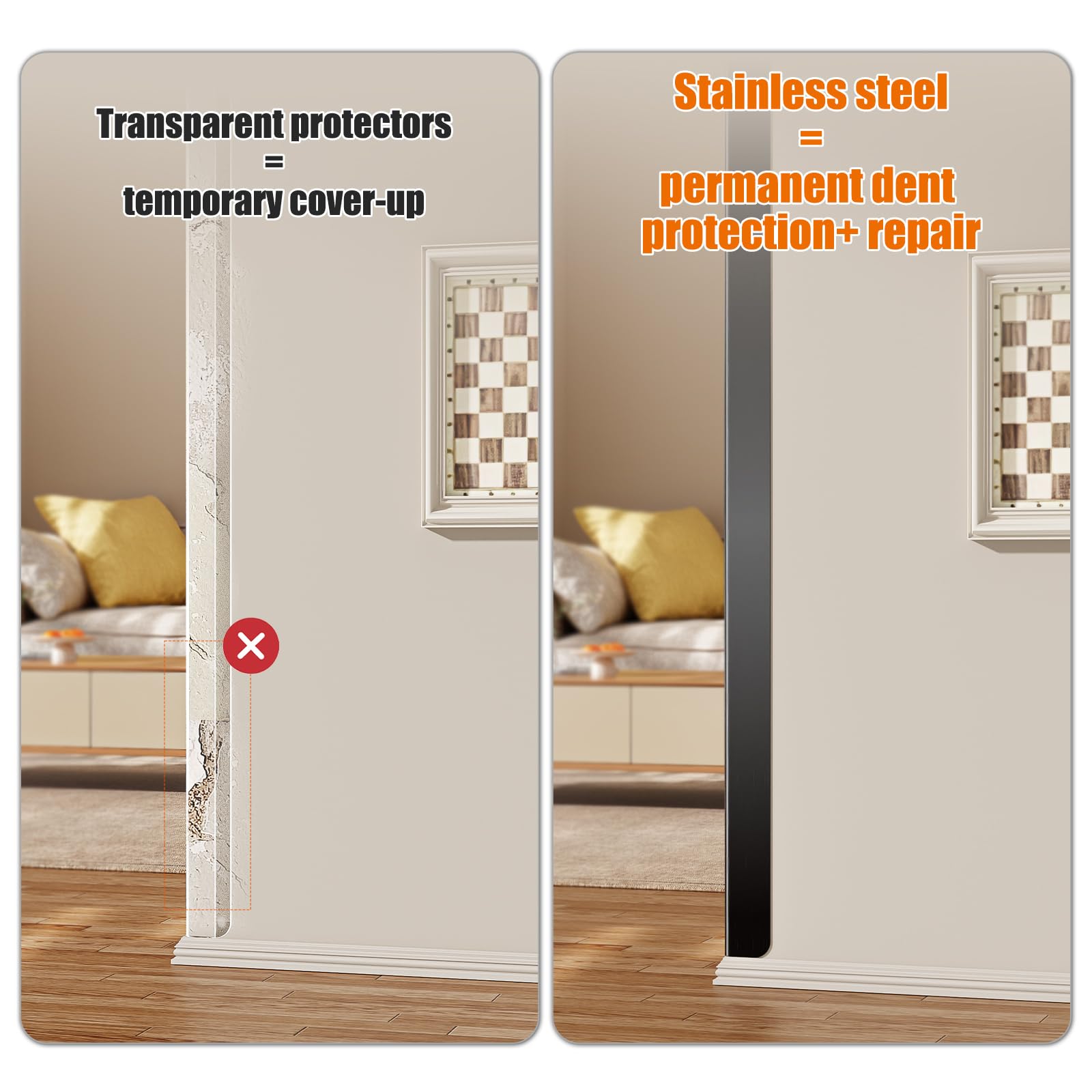 HelloaySen black finish corner guard adds sleek wall protection.