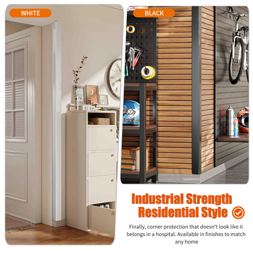 HelloaySen installation-options for stainless-steel corner guards on different wall textures.