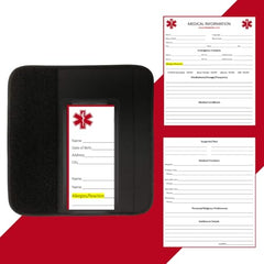 Help Belts emergency information pocket feature improves access to critical details.