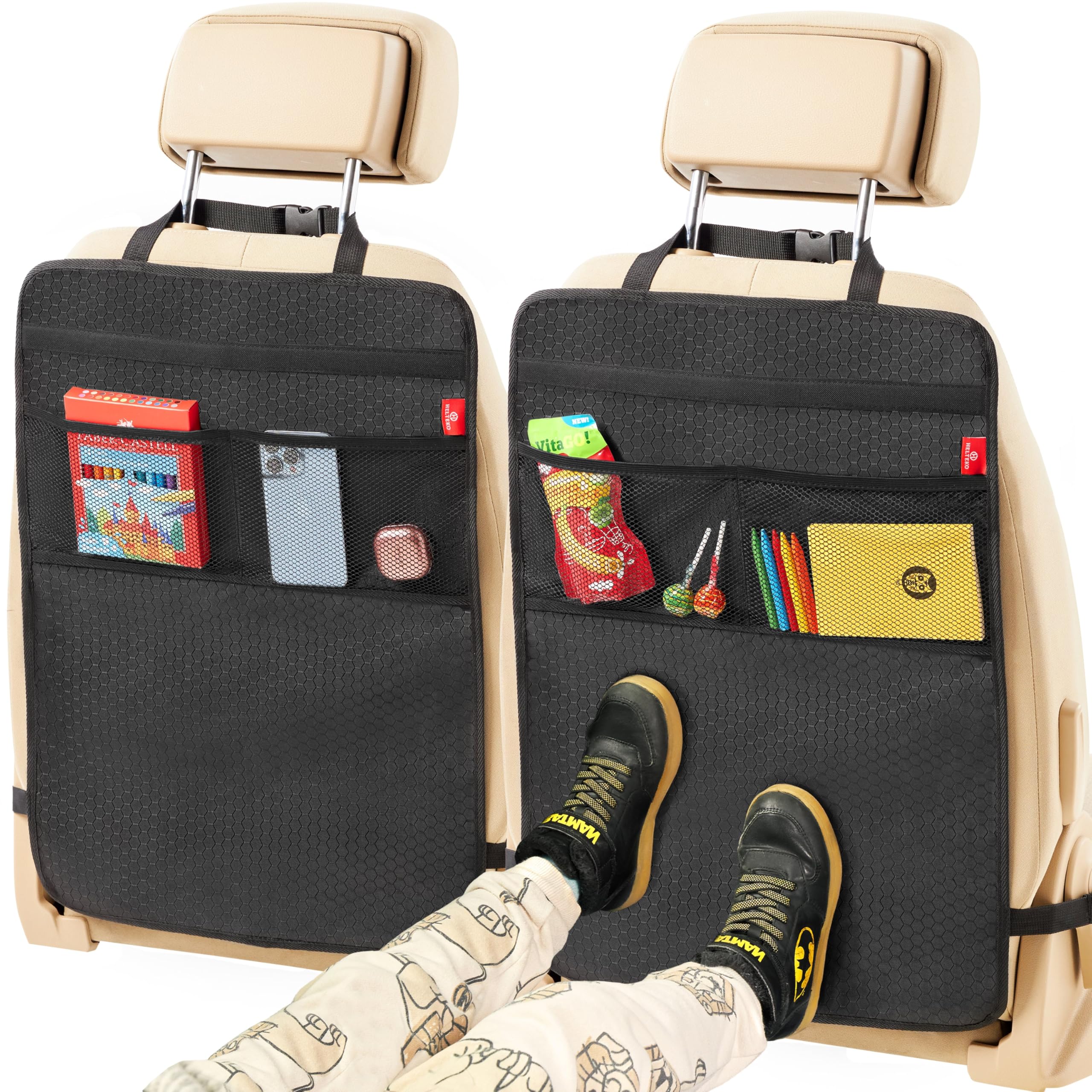 Helteko Kick Mat back seat protection guards leather and fabric seats.