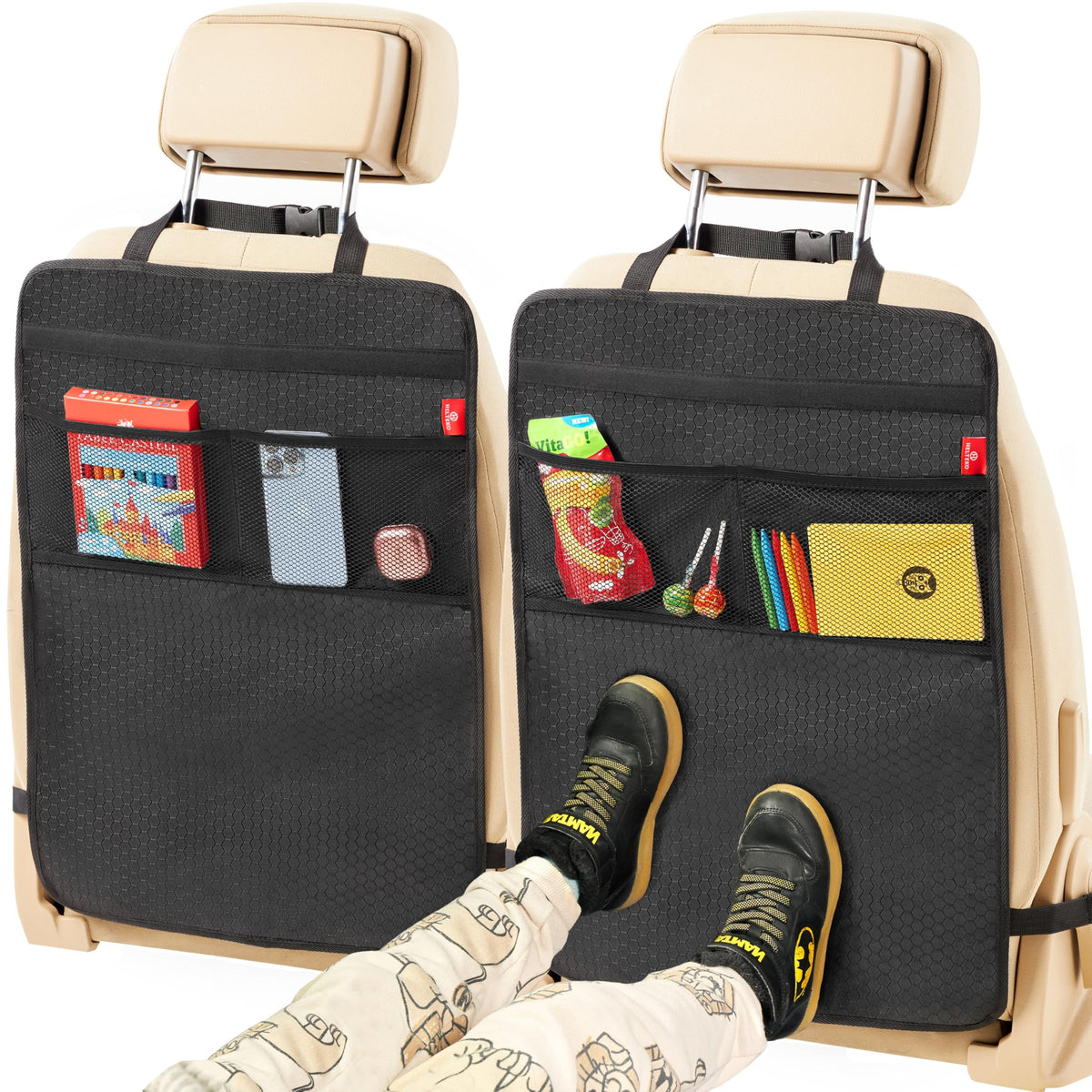 Helteko Kick Mat back seat protection guards leather and fabric seats.