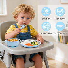 HelvioraX stainless steel bowl with divided design helps portion control.