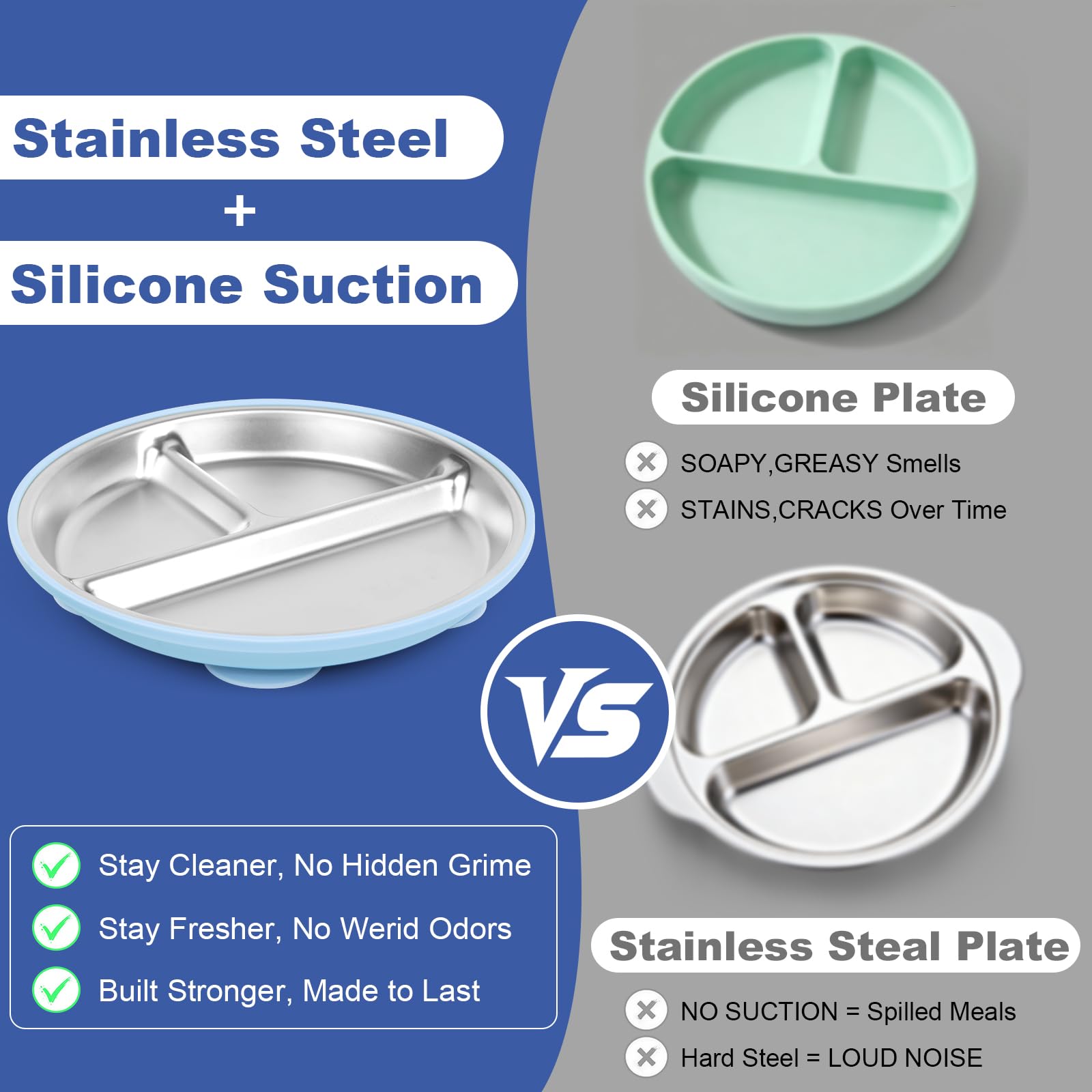 HelvioraX stainless steel spoon promotes comfortable self-feeding.
