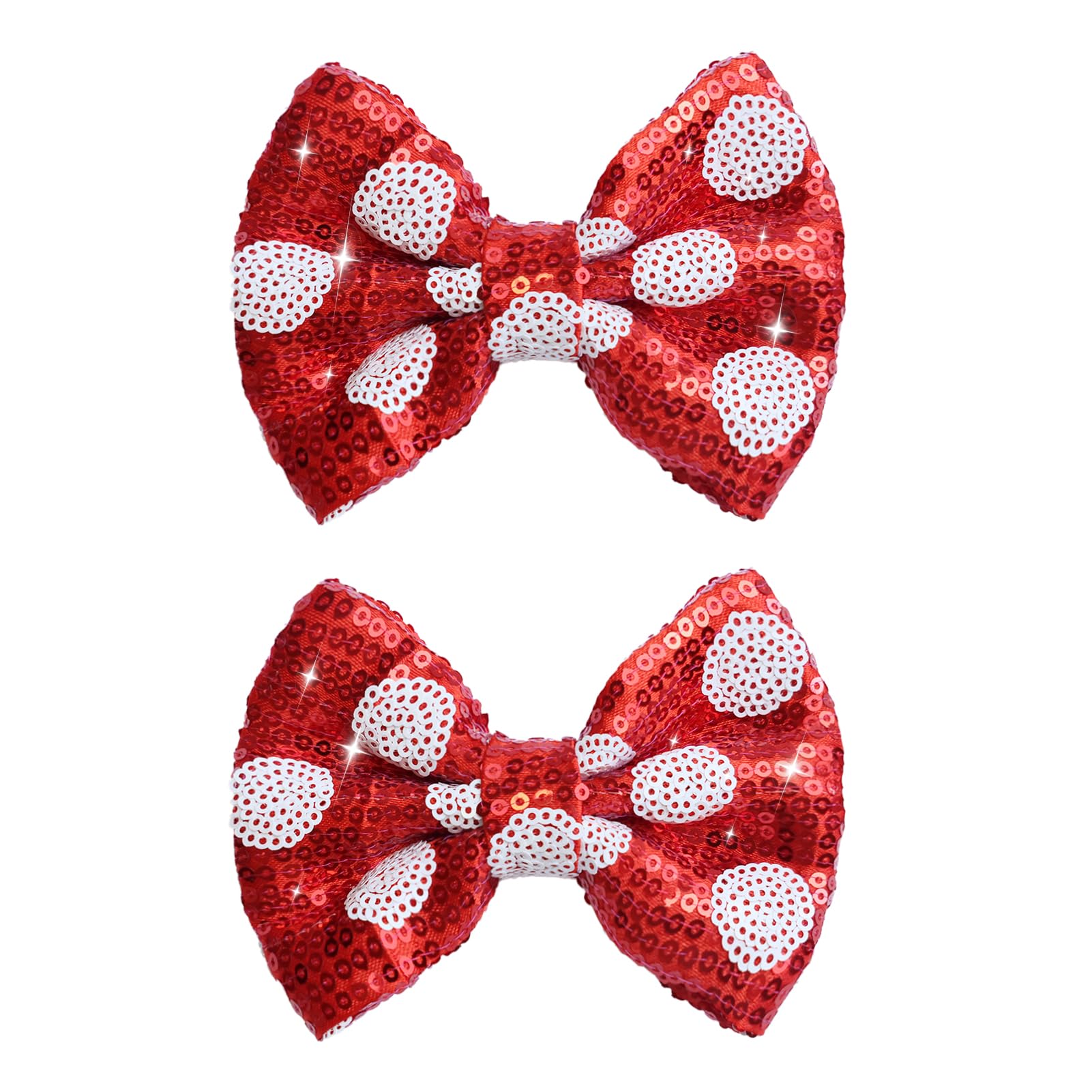 HELYKAKA 4th of July glitter bow clip in red keeps little girl's hair stylish and secure.