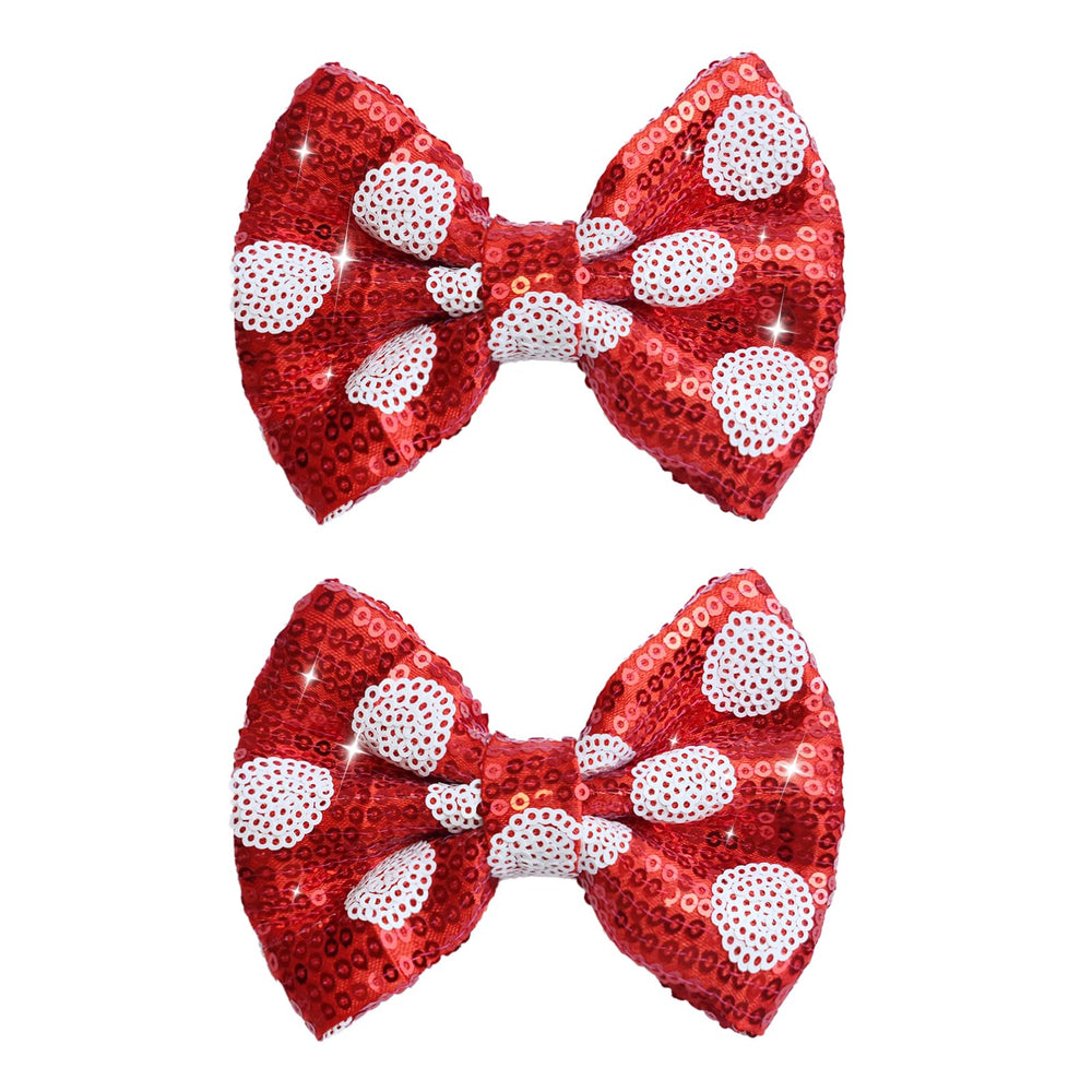 HELYKAKA 4th of July glitter bow clip in red keeps little girl's hair stylish and secure.
