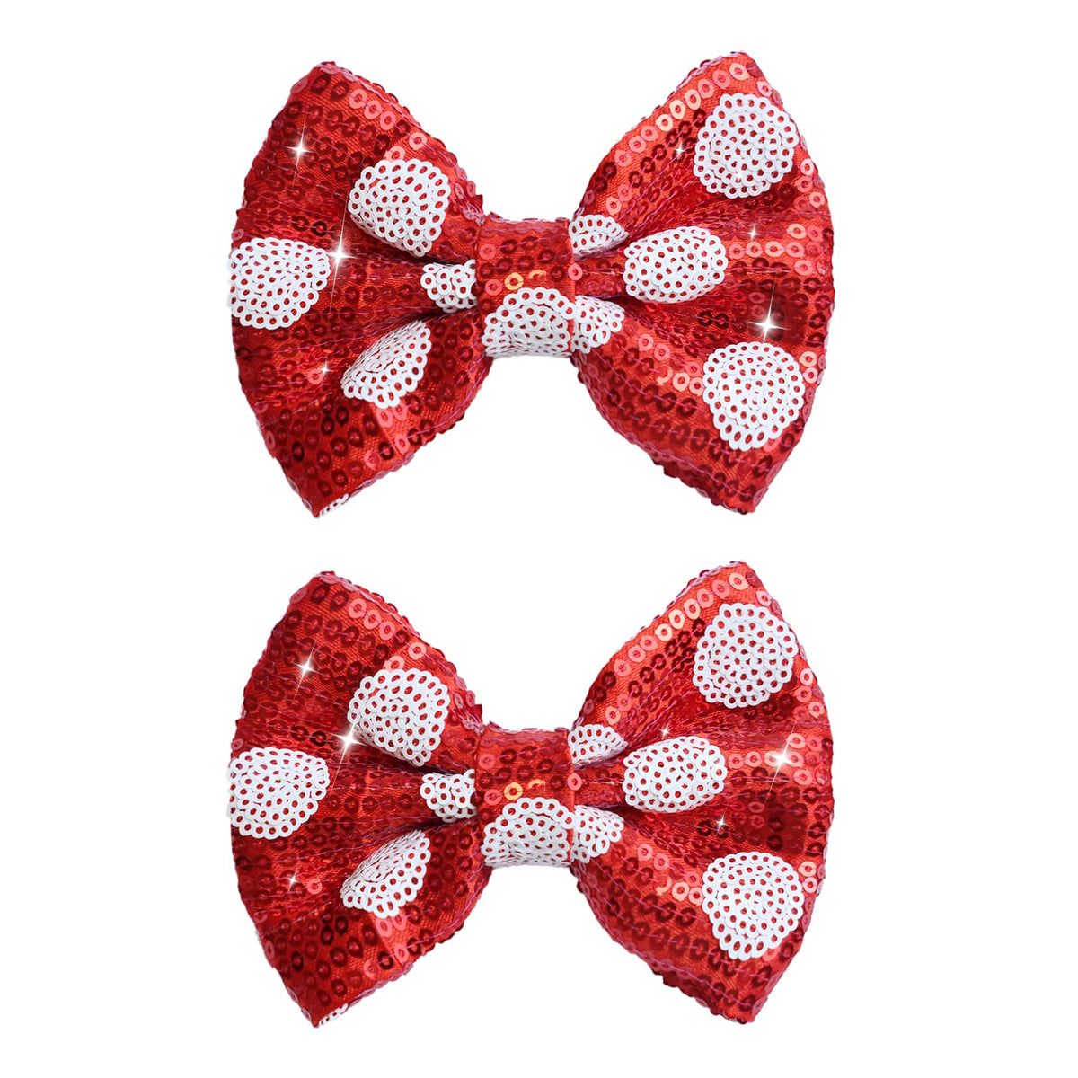 HELYKAKA 4th of July glitter bow clip in red keeps little girl's hair stylish and secure.