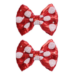 HELYKAKA 4th of July glitter bow clip in red keeps little girl's hair stylish and secure.