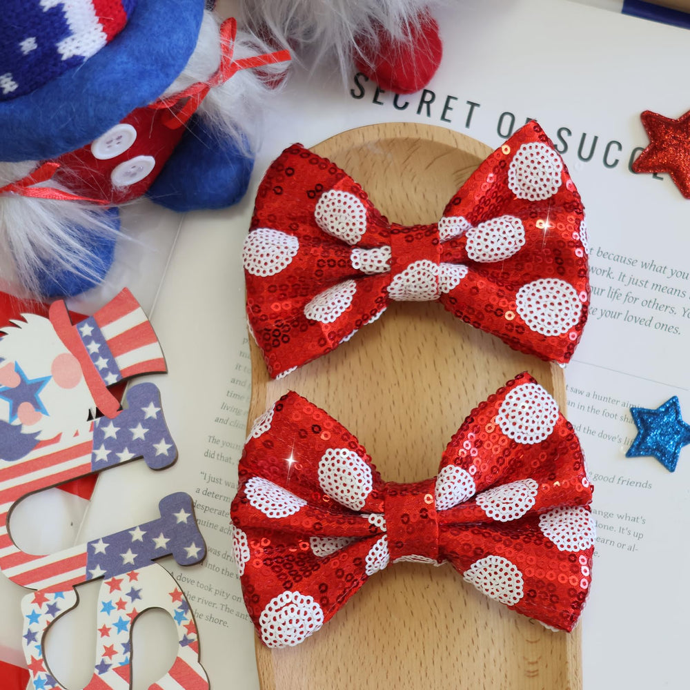 HELYKAKA two-pack sequin bows provide versatile styling for different hairstyles.