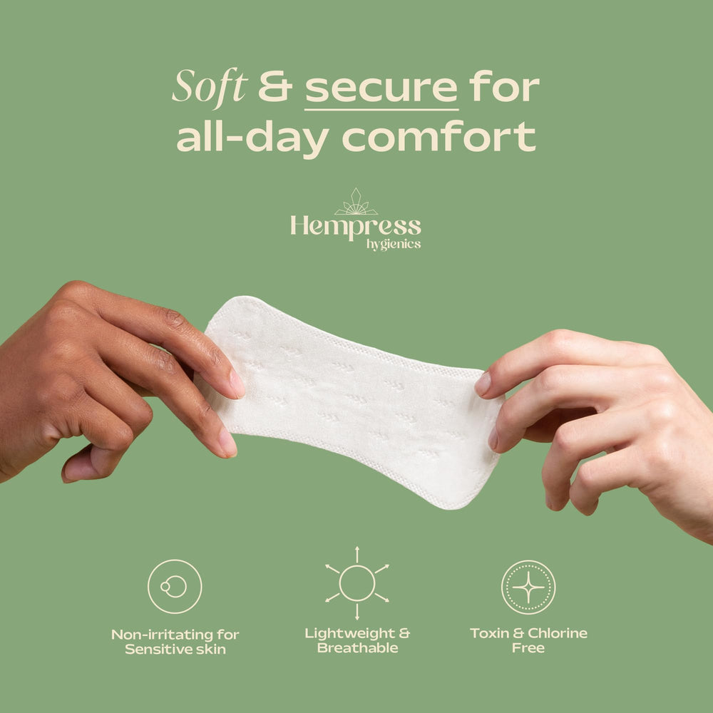 Hempress Hygienics organic cotton fiber core liner with soft touch