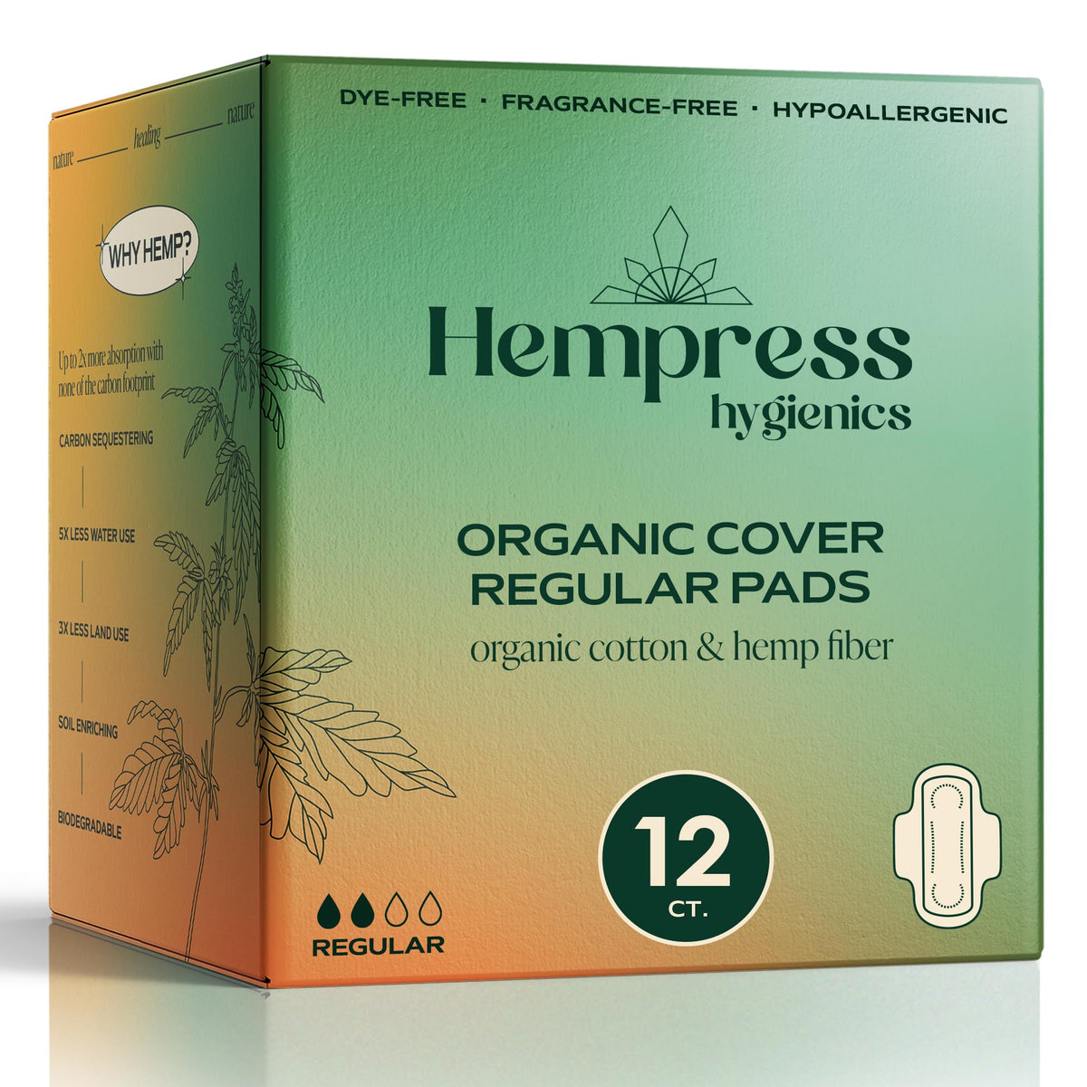 Hempress Hygienics organic ultra-thin pad pack, everyday comfort and discretion.
