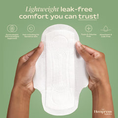 Hempress Hygienics pads with wings provide a secure fit during movement.