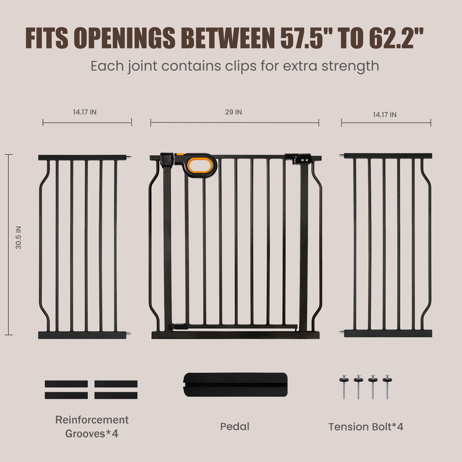 Hemroro baby gate with swing door auto-close for hands-free passage