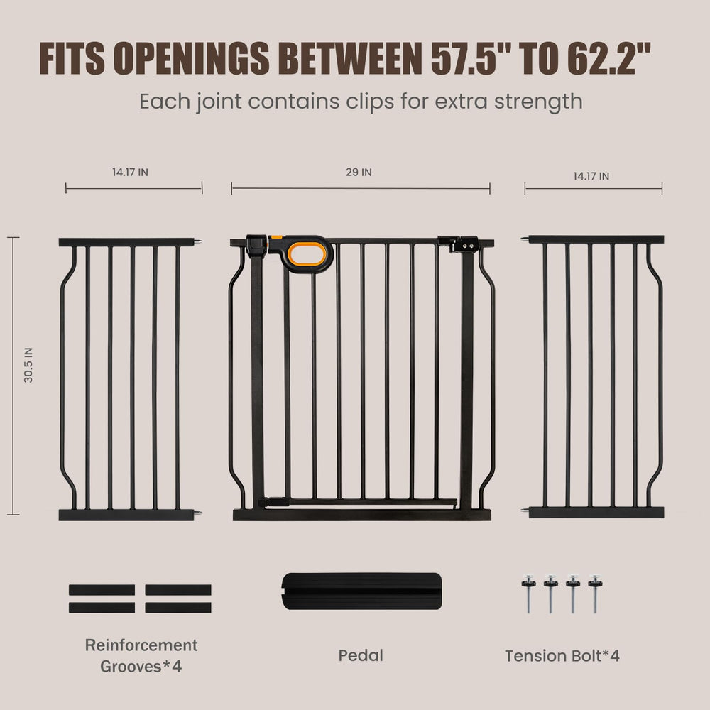 Hemroro baby gate with swing door auto-close for hands-free passage