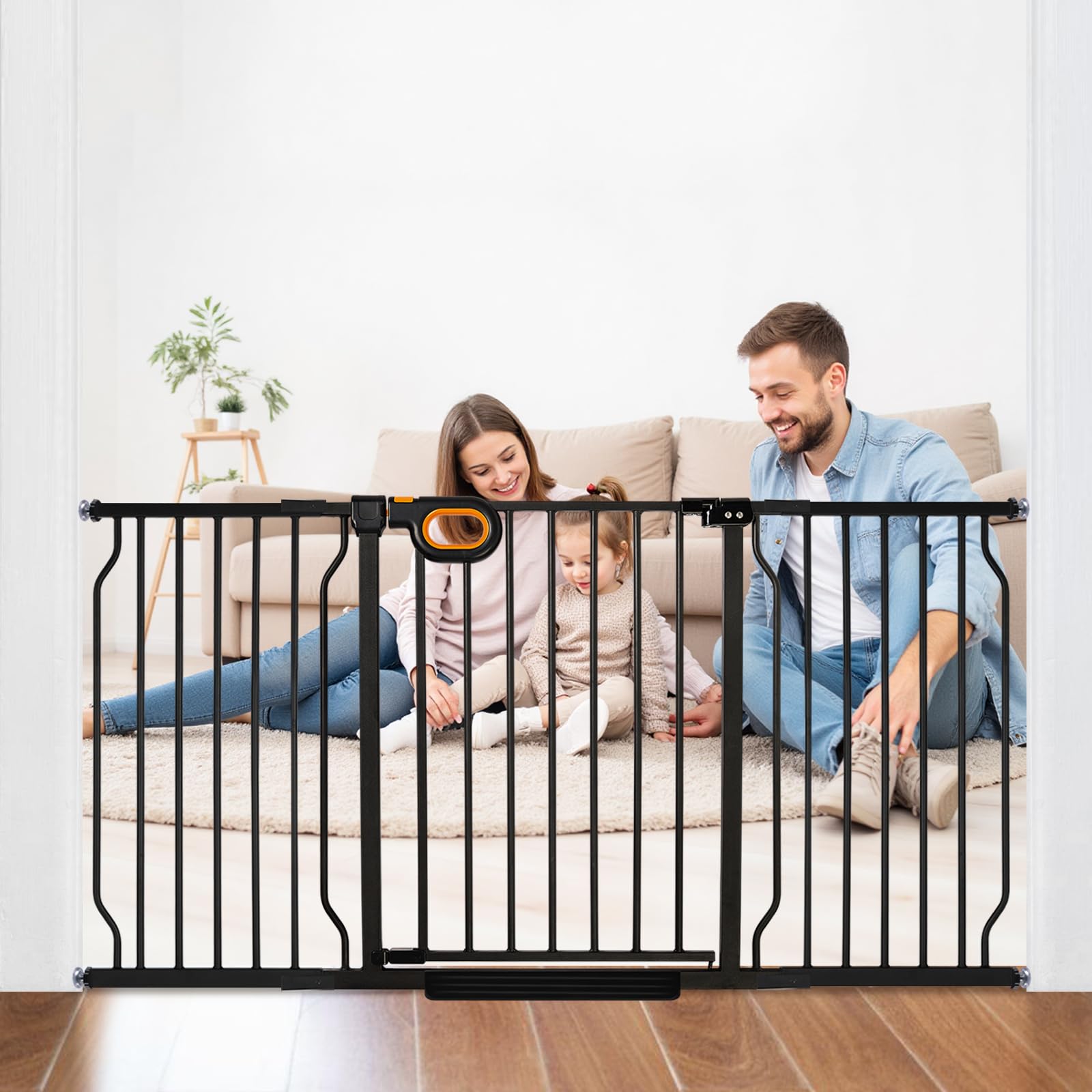Hemroro extra-wide gate with door mounted for quick room safety