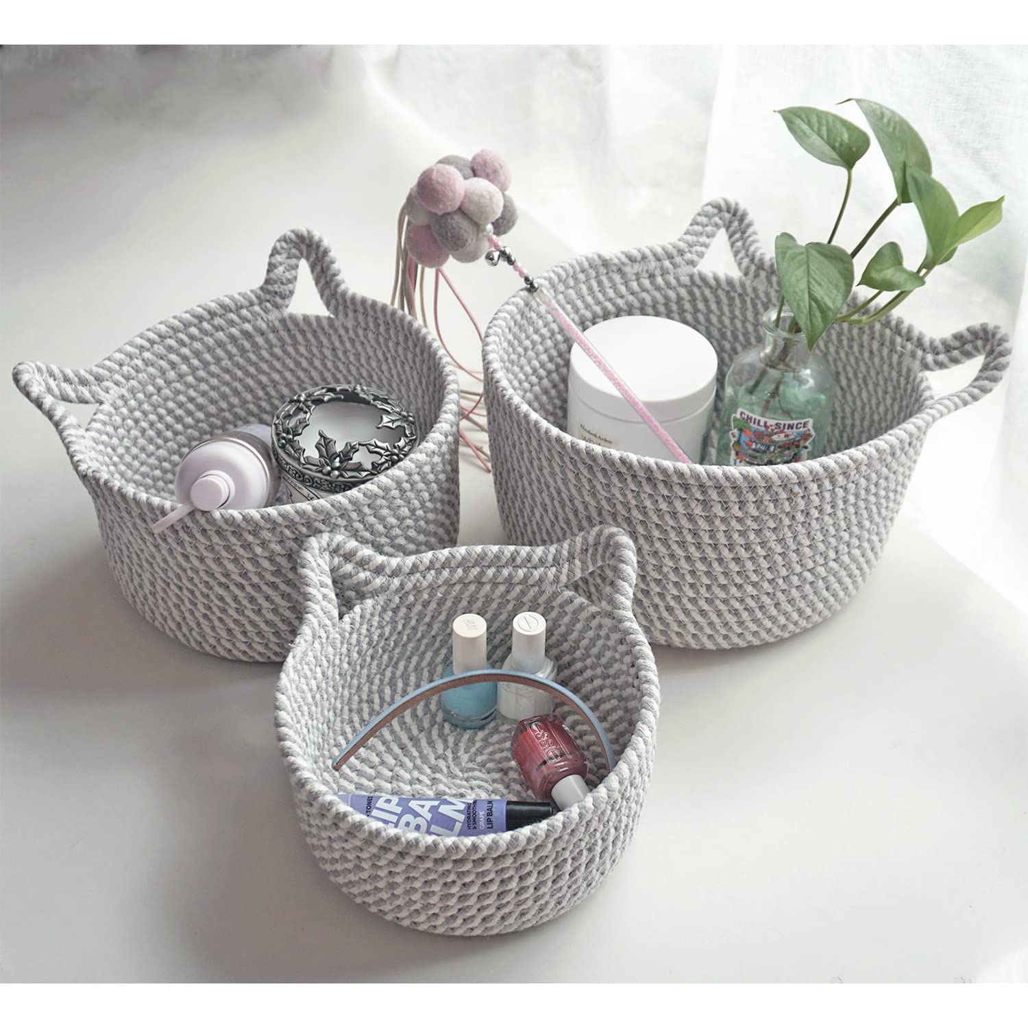 HENGYOU cat ears storage basket keeps toys nearby