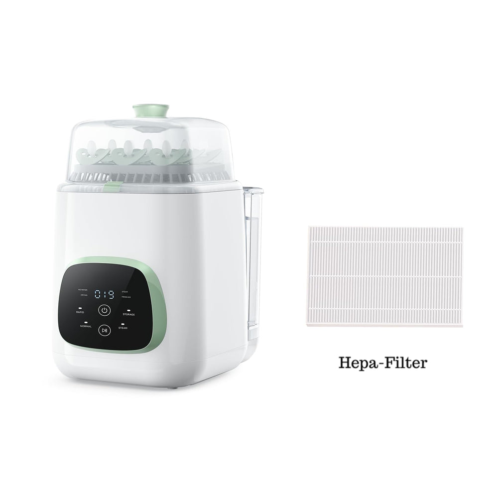 Henmfely clean-air during bottle drying for calmer feeding prep.