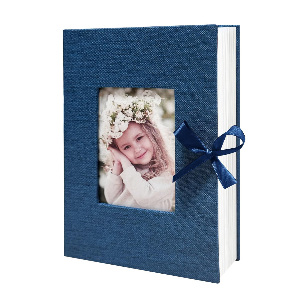 HenPisen photo album blue linen cover, ideal for elegant memory display.