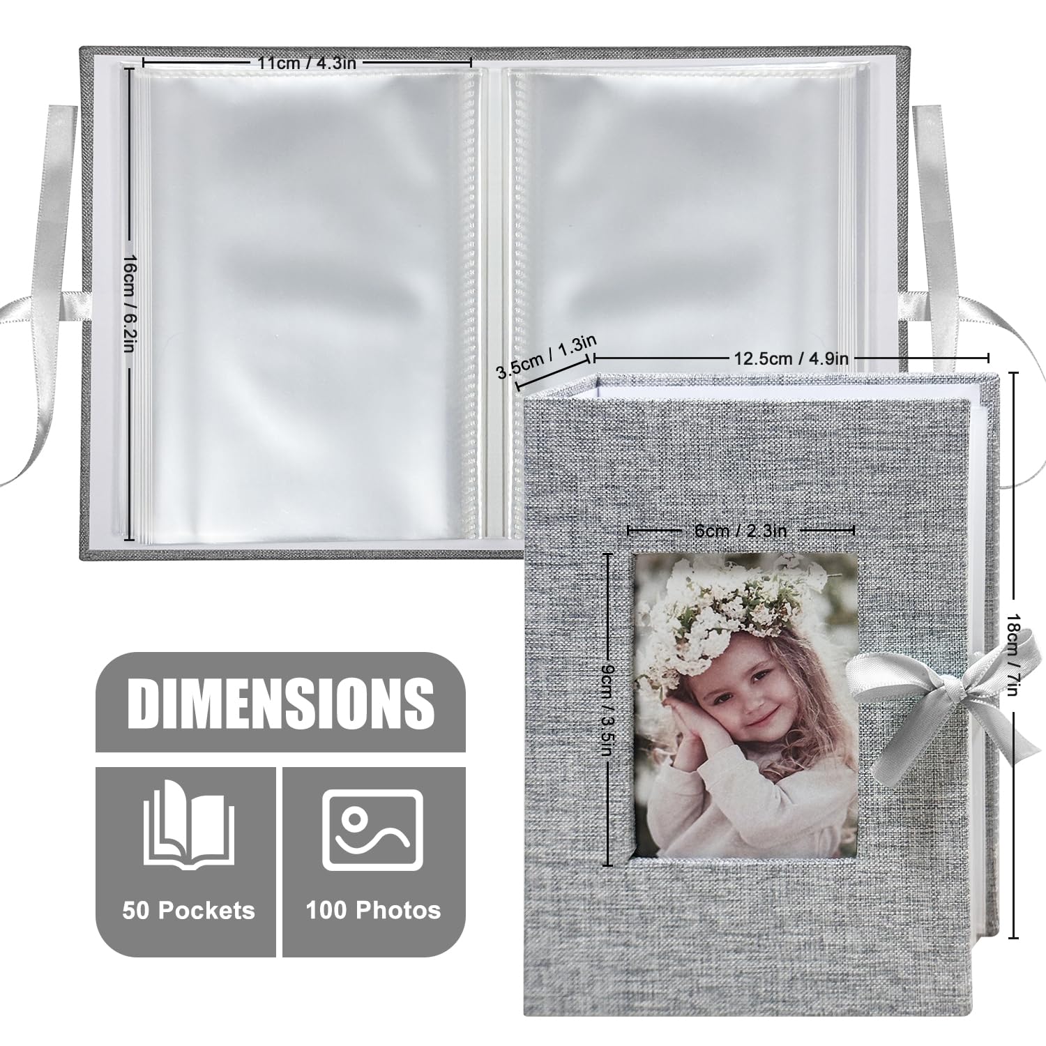 Gray linen cover provides a premium look for gifting or home display.