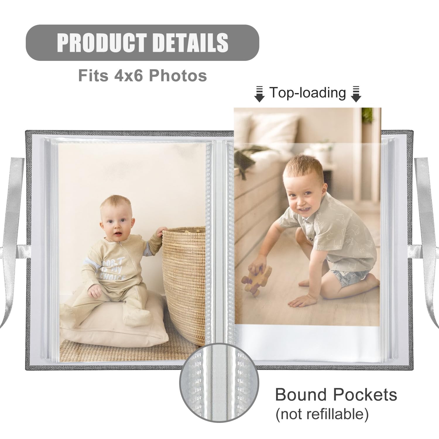 PVC-free pink pockets protect photos while showcasing vibrant colors.