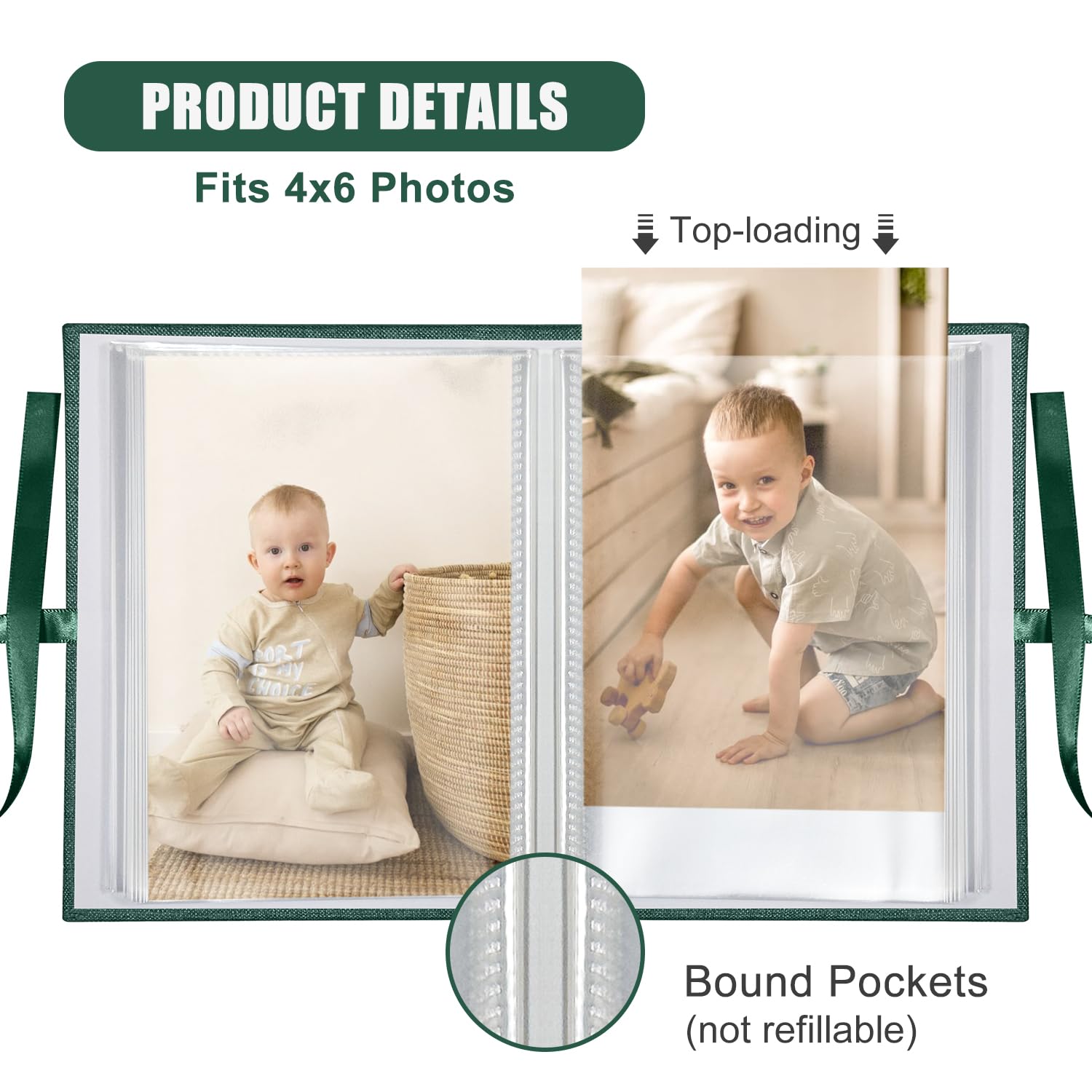 Pink PVC-free acid-free pockets protect photos while preserving colors