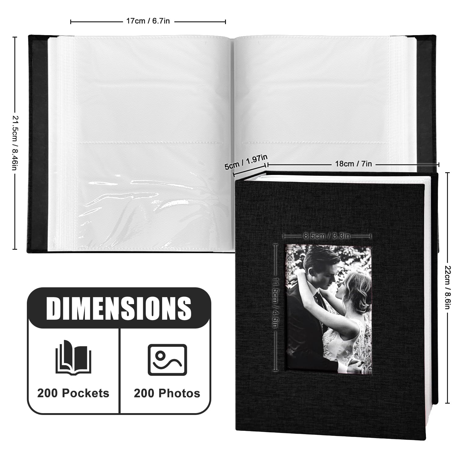 HenPisen slip-in pockets securely hold 4x6 photos for easy insertion.