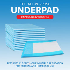 Henry Schein white pad with blue lining offers discreet bedding protection