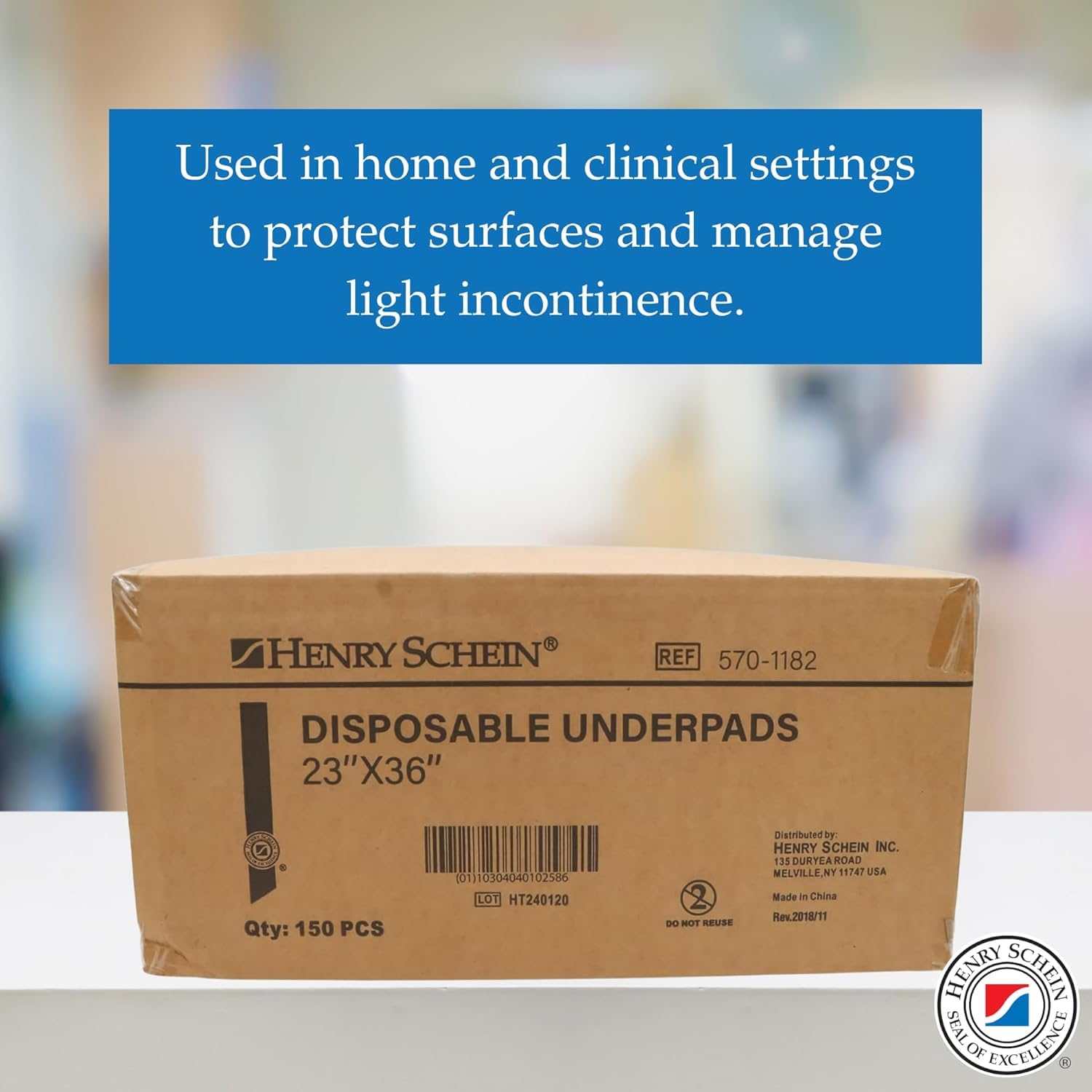 Henry Schein underpad latex-free design supports sensitive users.