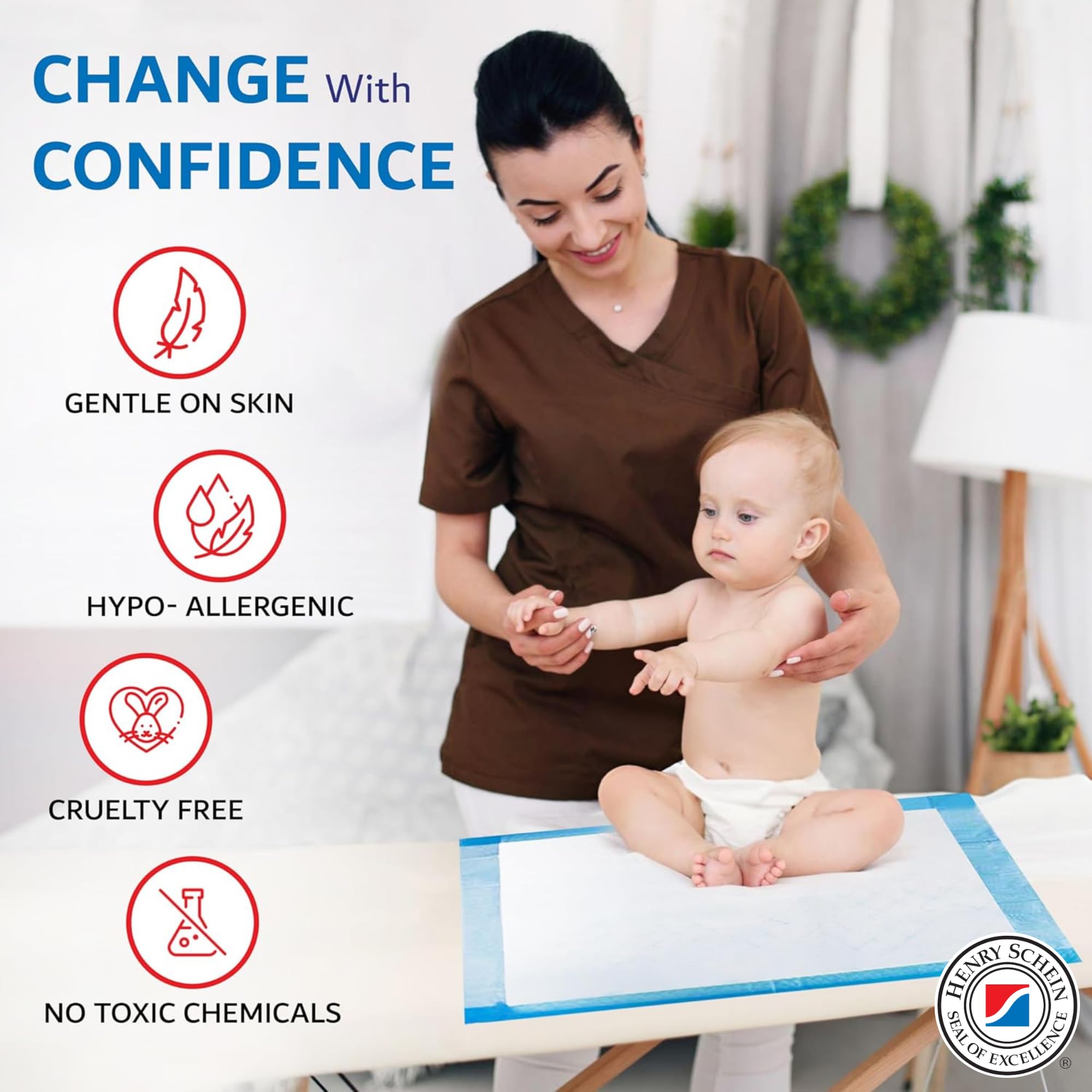 Henry Schein unisex underpad for versatile care settings.