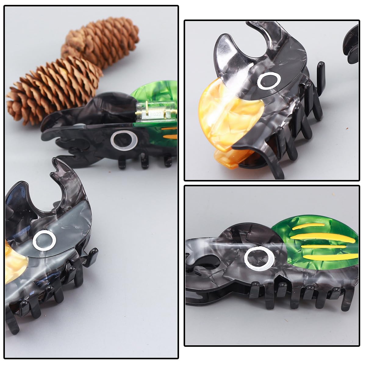 Heogacinlia rhinoceros beetle hairpin design highlighting chic look