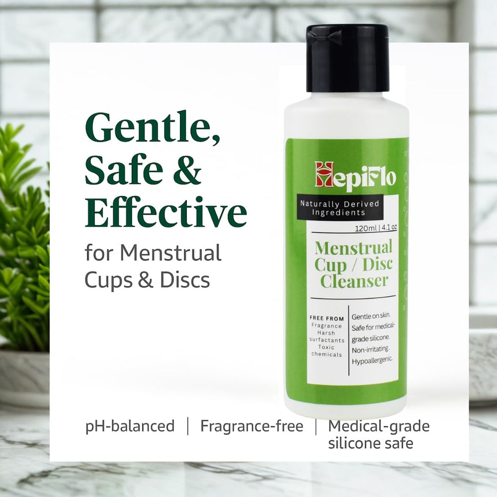 HepiFlo foaming cleanser in use highlights refreshing lather for thorough rinse