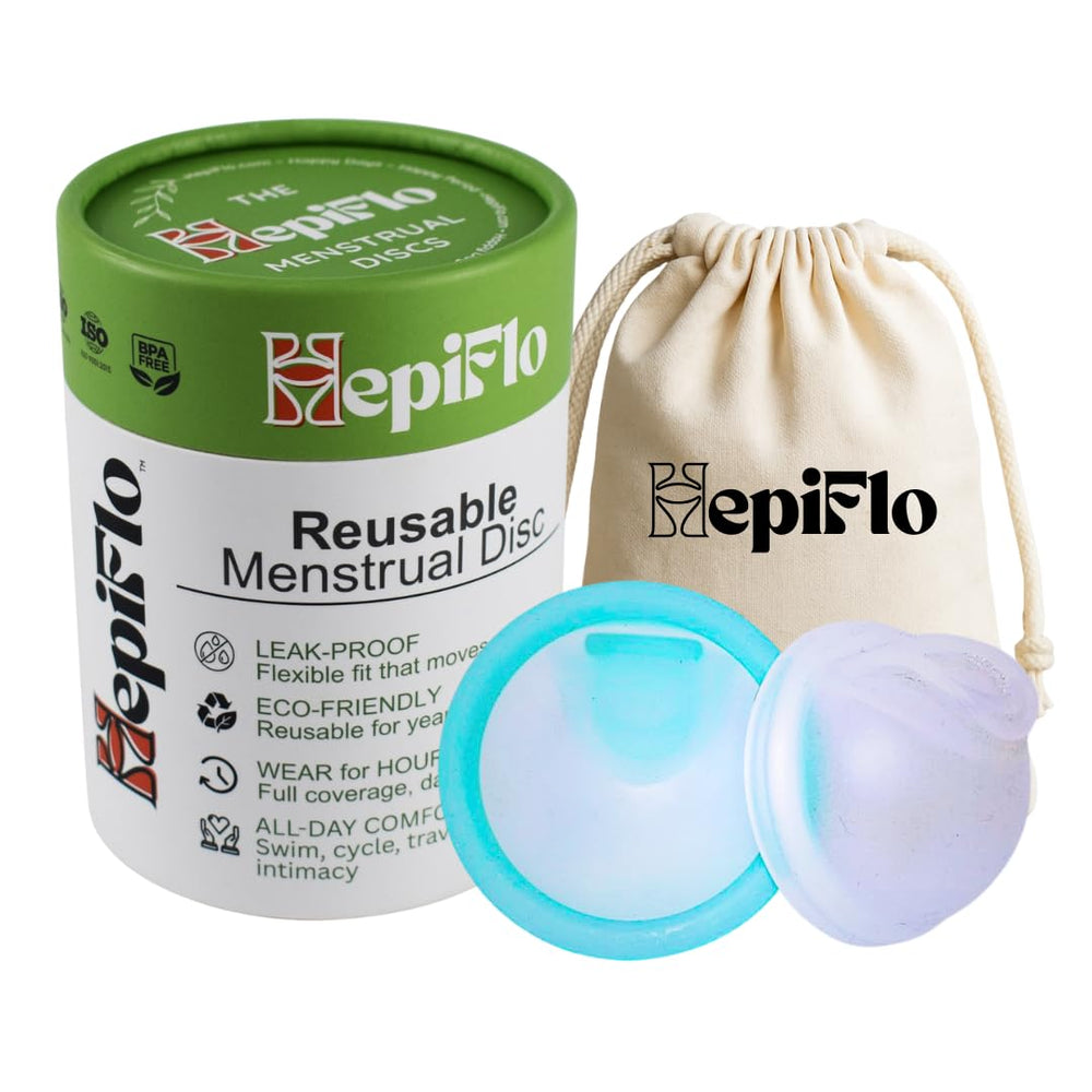 HepiFlo small menstrual disc insertion view highlights easy placement.