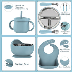 Hepotk adjustable silicone bib catches spills during feeding.