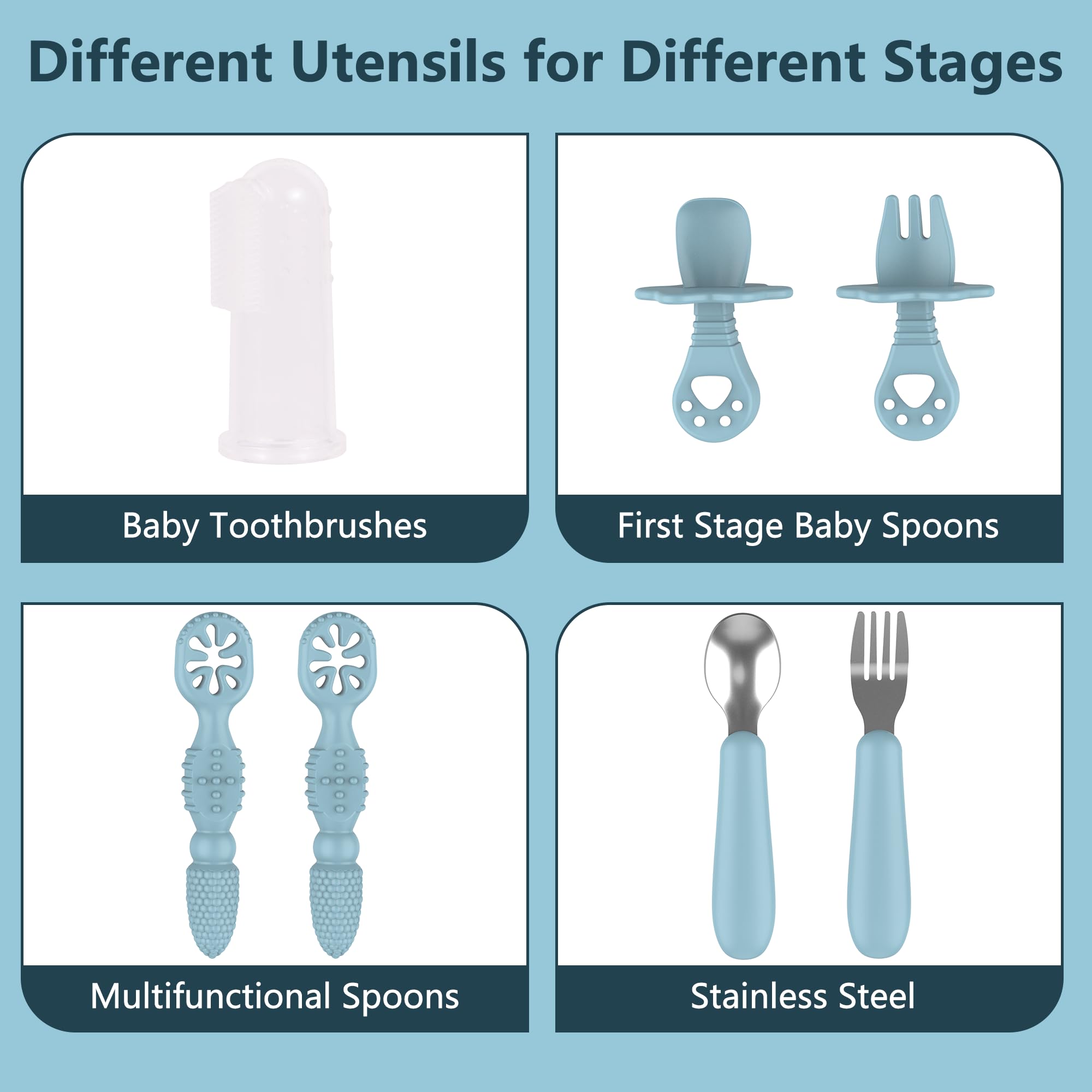 Hepotk baby utensils set with beginner forks and spoons.