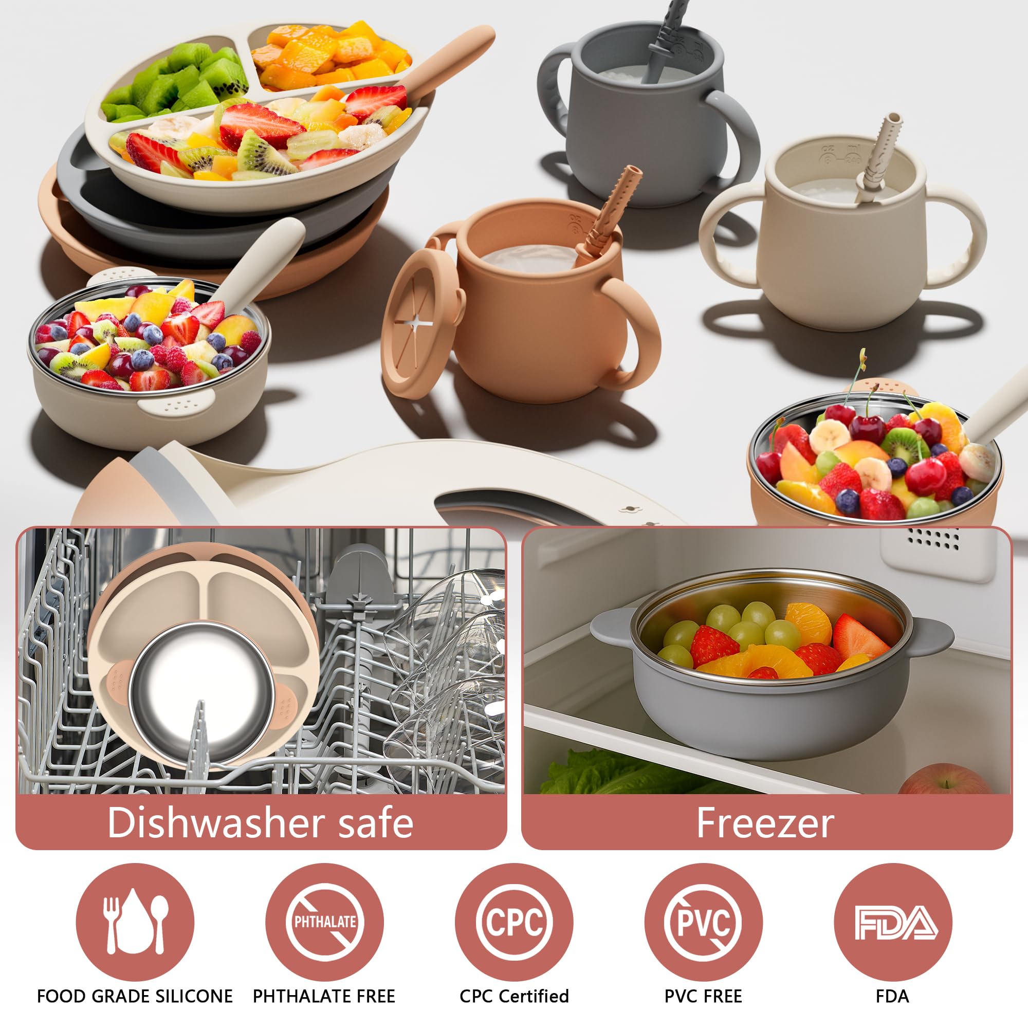 Hepotk durable dishwasher-safe suction bowls resist mess