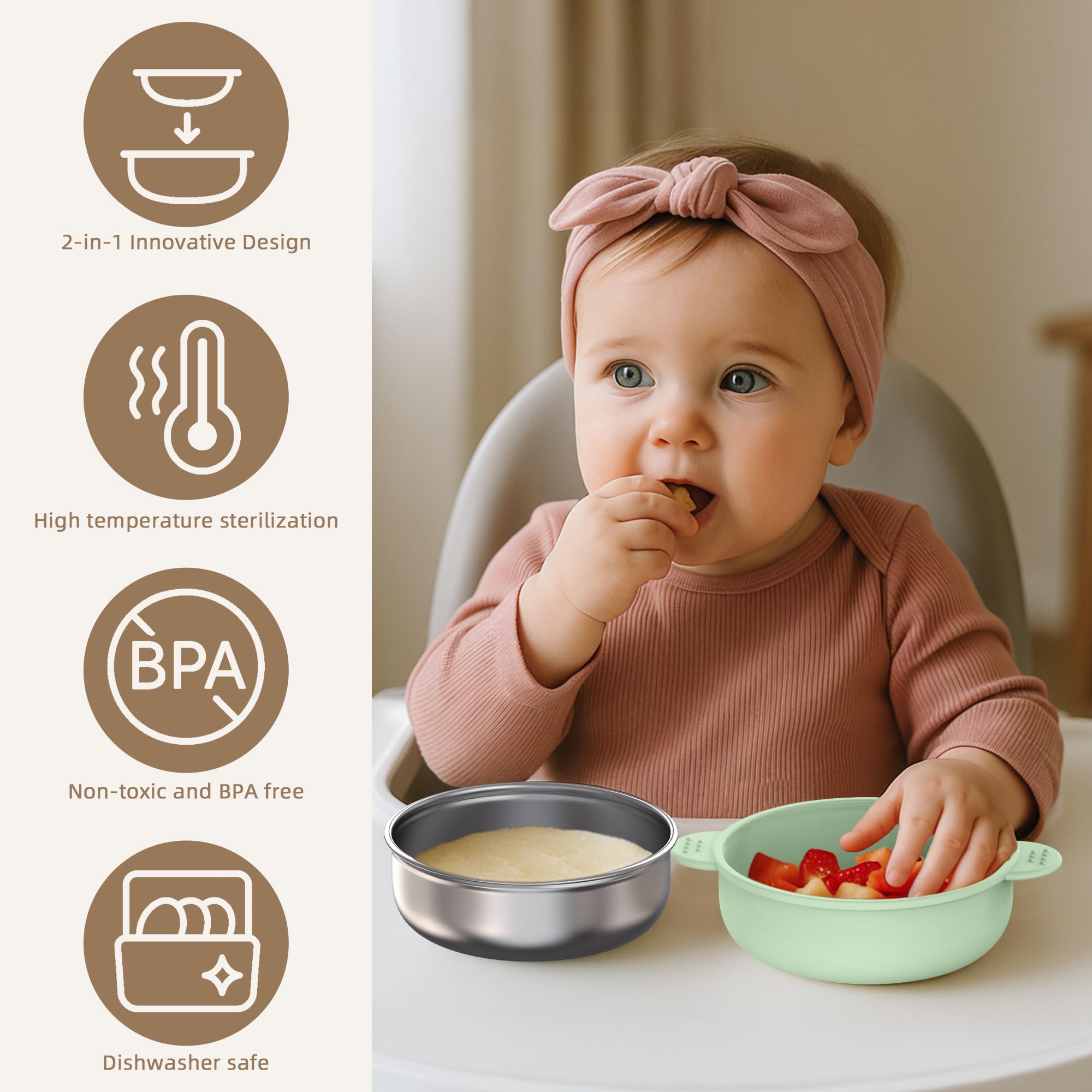 Hepotk divided suction bowls prevent slips at mealtime