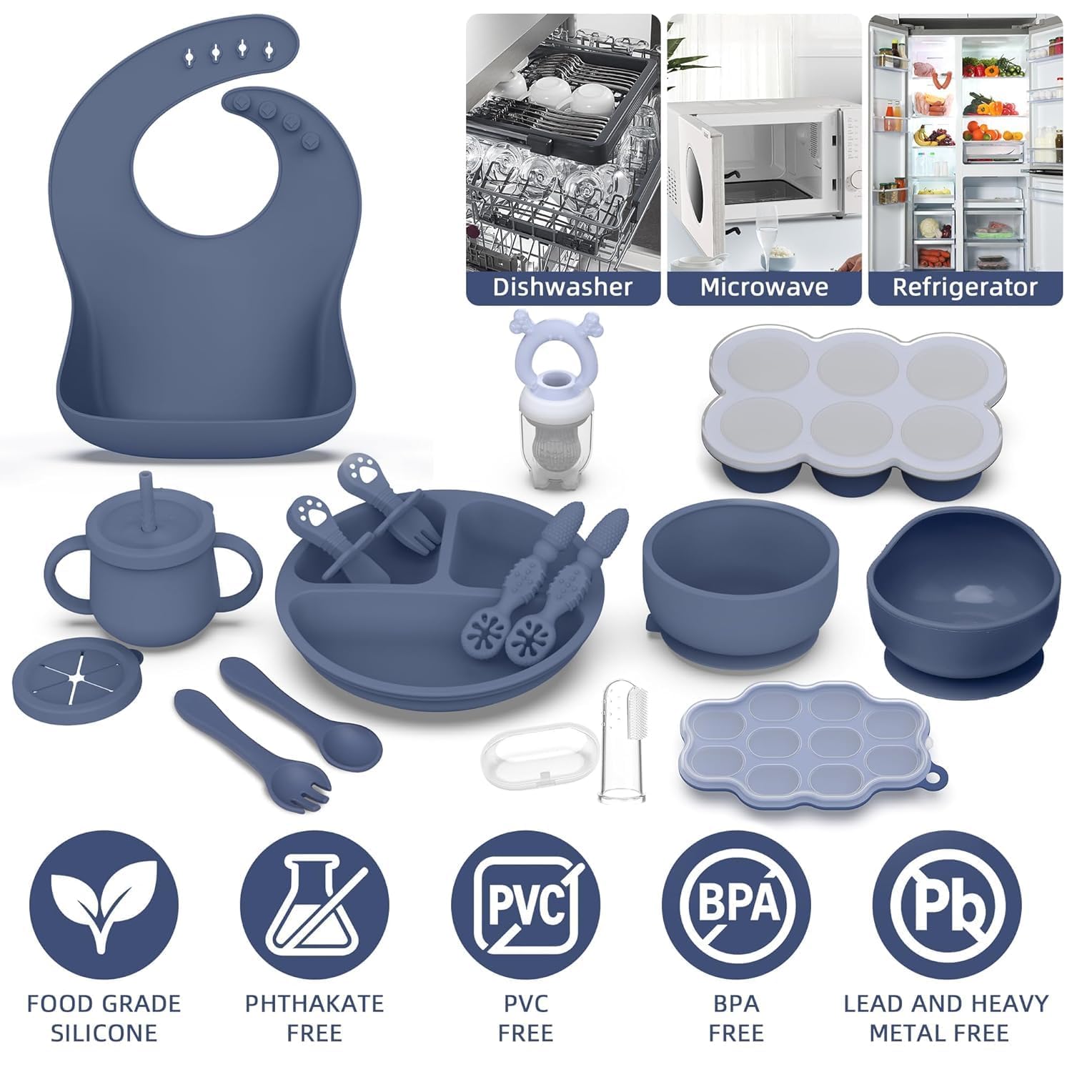 Hepotk blue silicone sippy cup for safe self-drinking transitions.