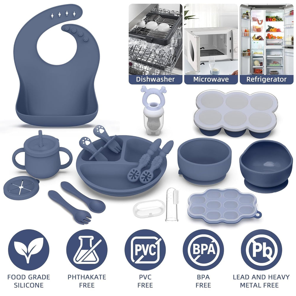Hepotk blue silicone sippy cup for safe self-drinking transitions.