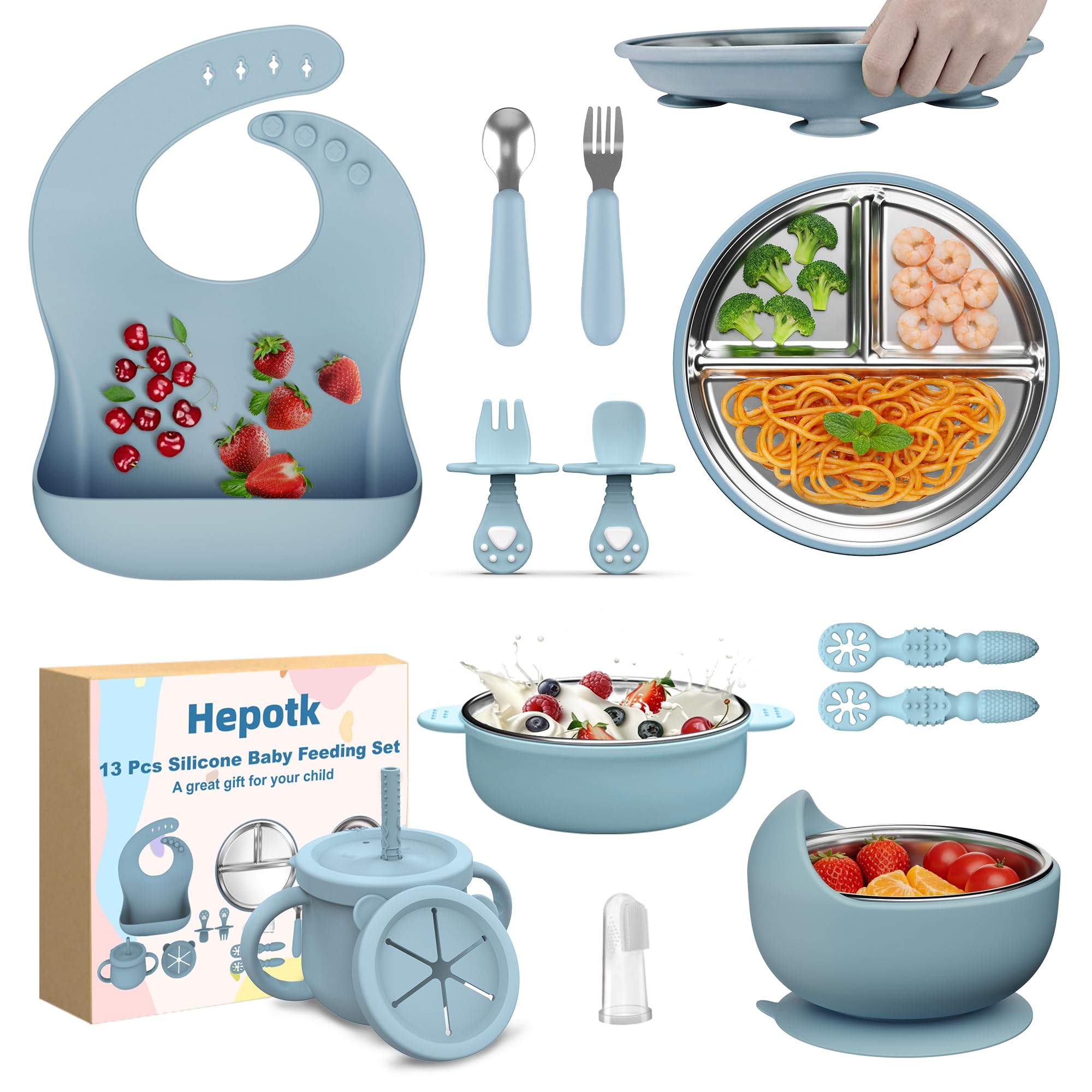 Hepotk suction plate keeps meals mess-free for toddlers.