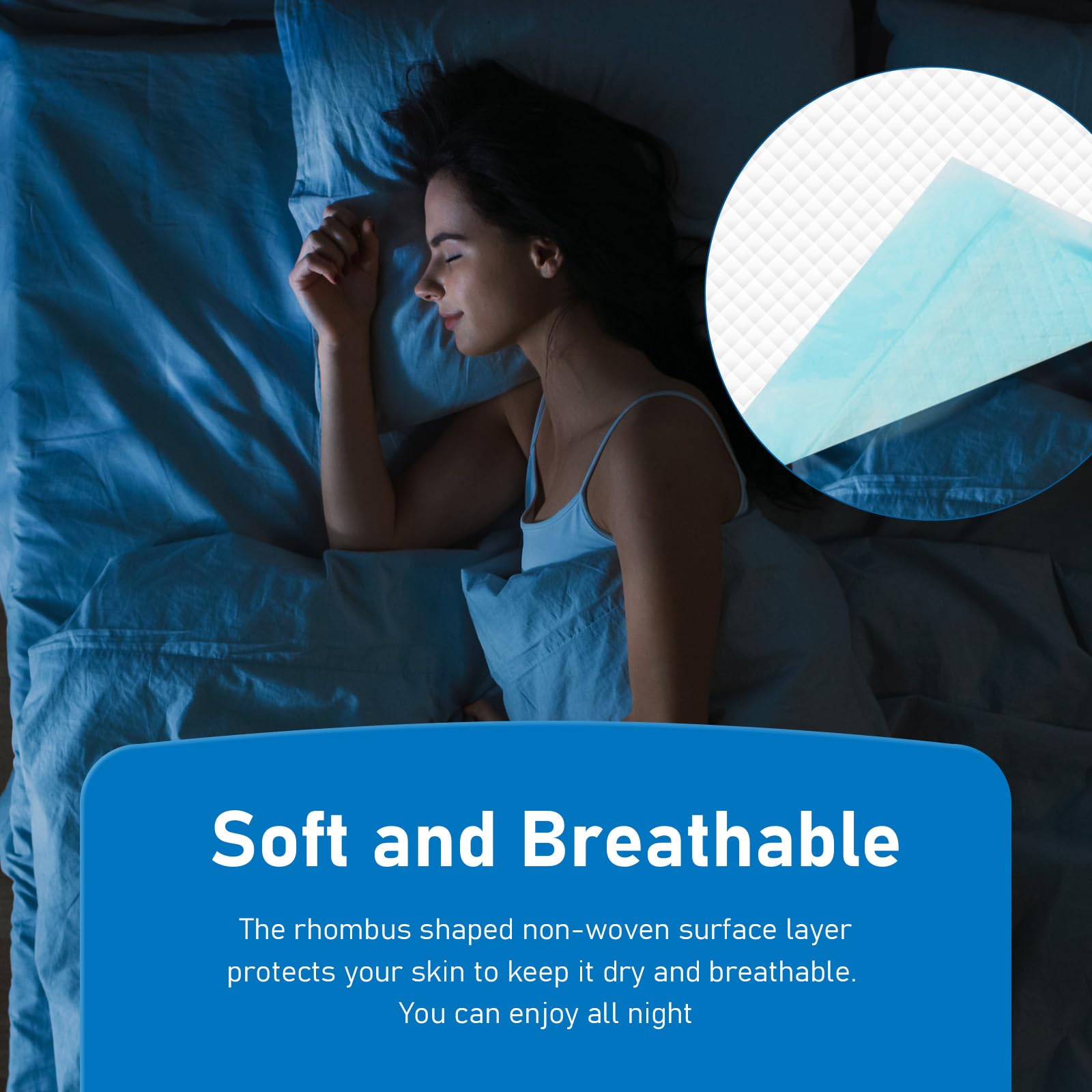 HEPPYPLUS underpads 100-count-pack ready for continuous usage with less frequent replacements.