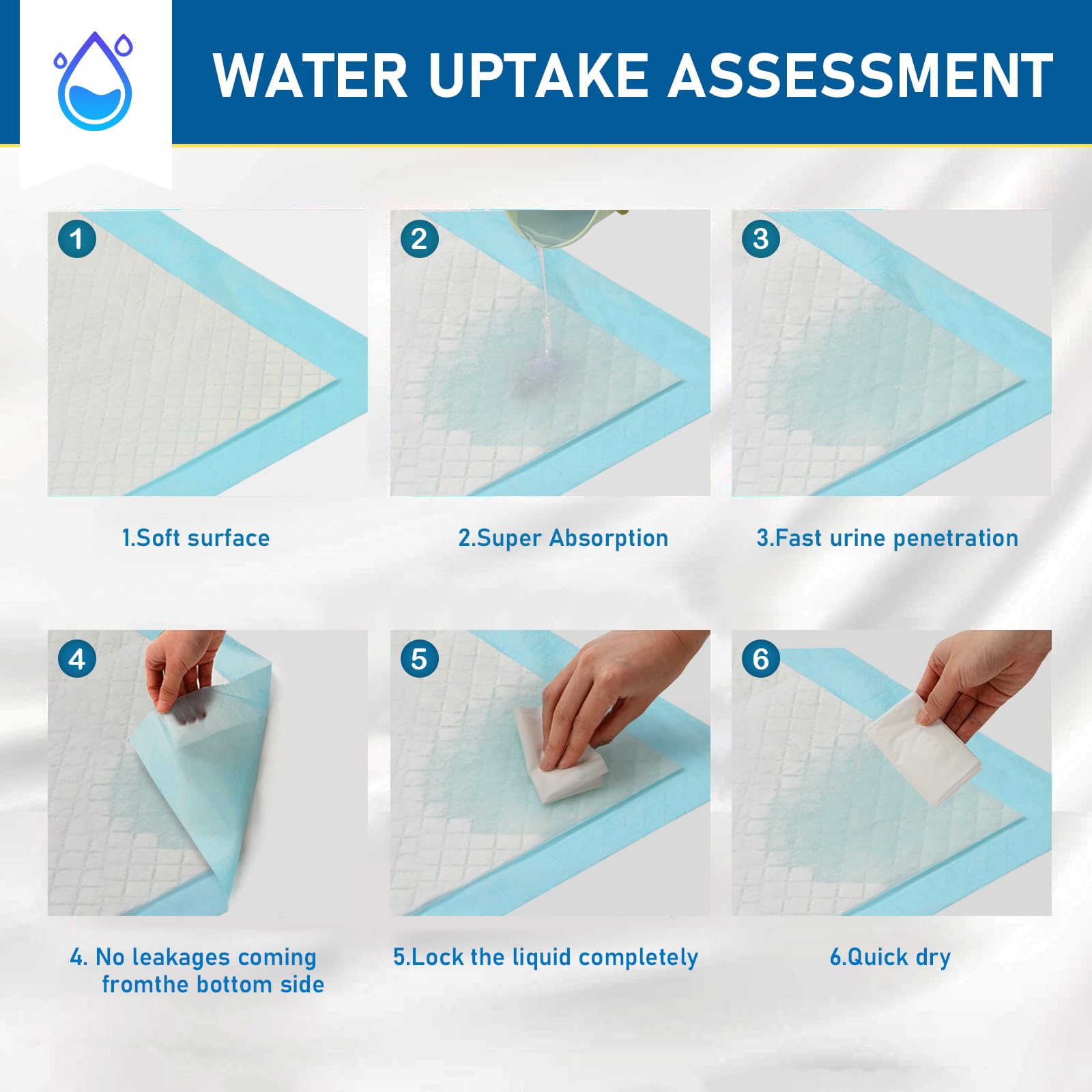 HEPPYPLUS underpads leakproof-coverage demonstrates reliable protection on various surfaces.