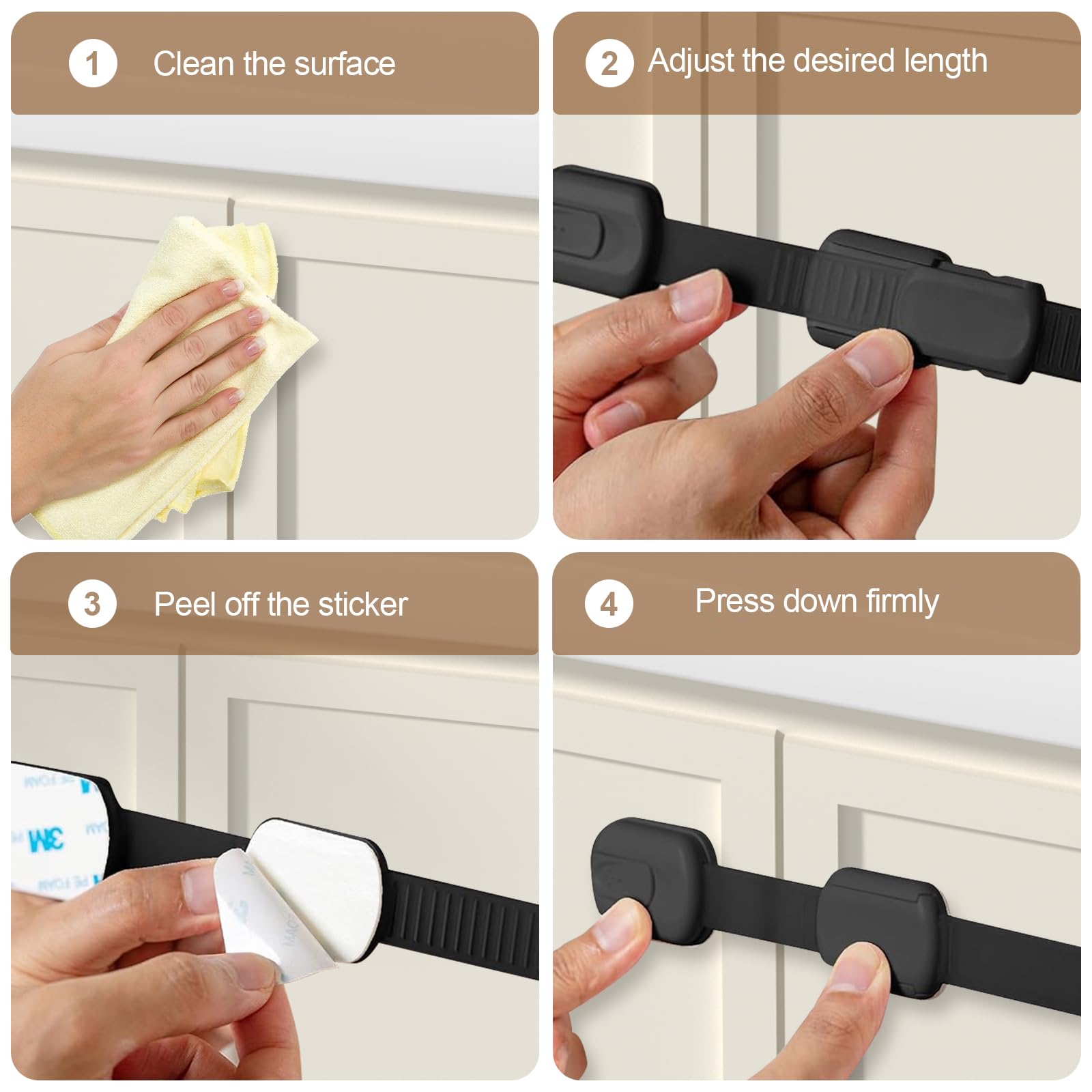 heqxwl 8-pack shown securing a refrigerator door for child safety.